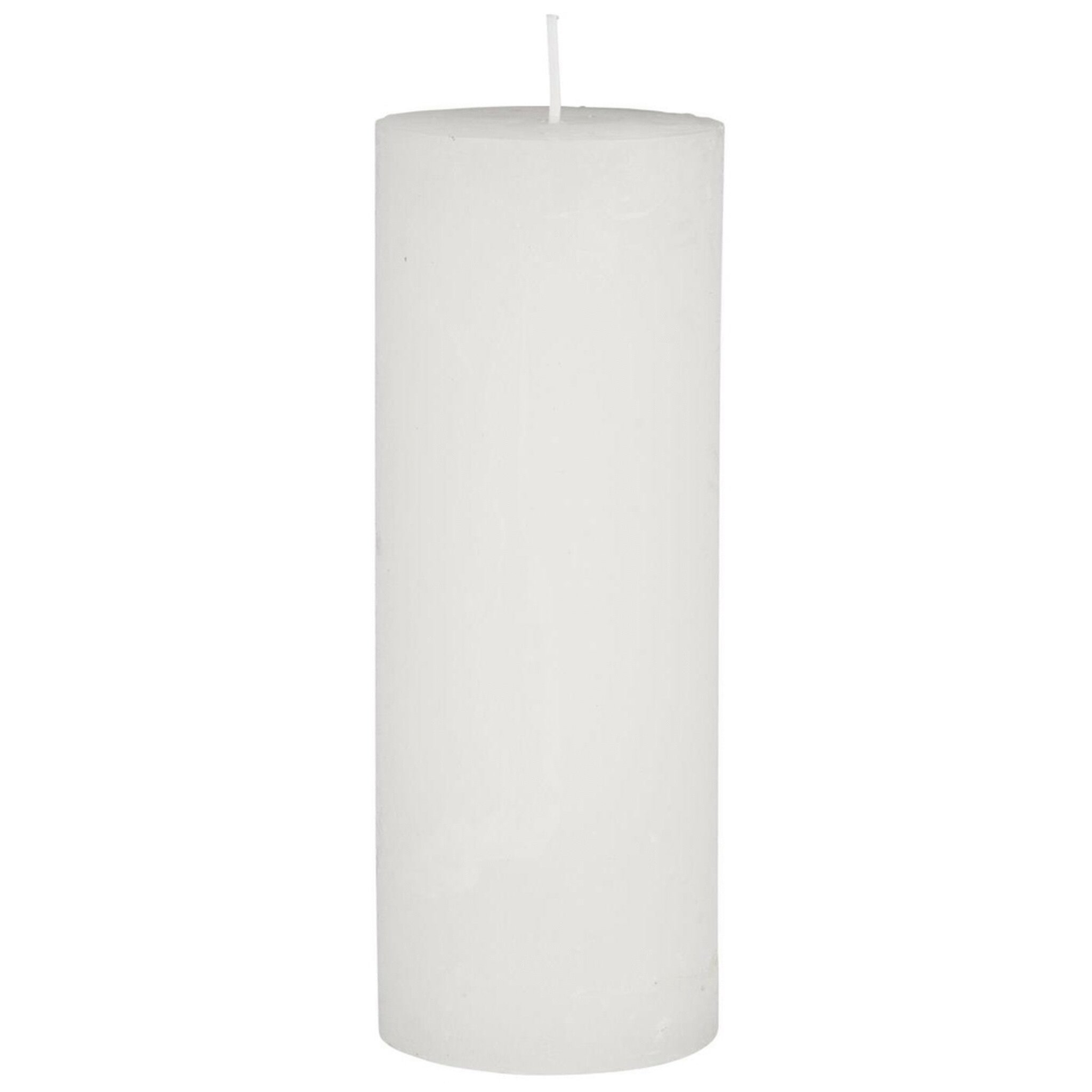 Rustikale Kerze Stumpenkerze, weiss Höhe 18, Ø 6.8 cm