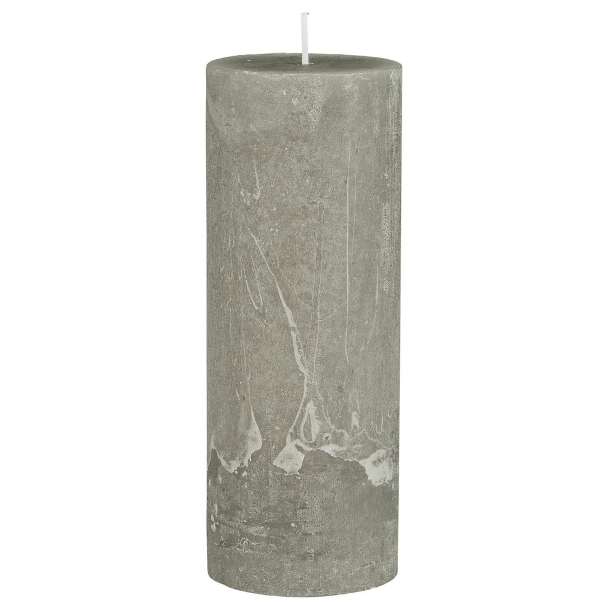 Rustikale Kerze Stumpenkerze, french grey Höhe 18, Ø 6.8 cm