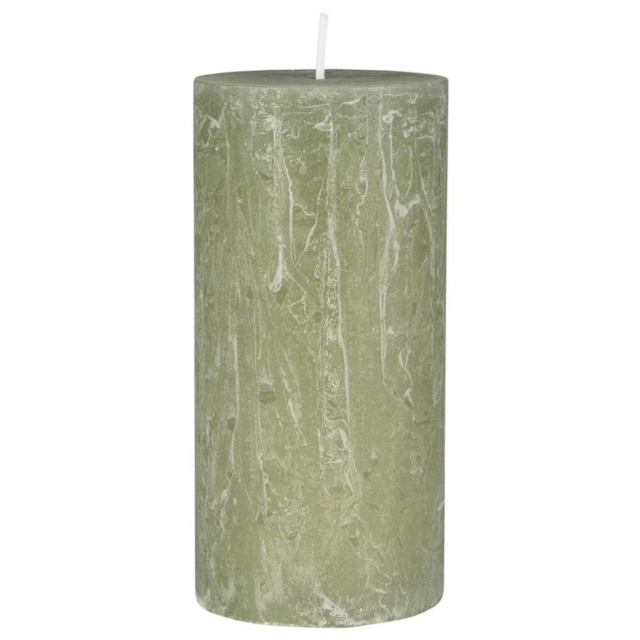 Rustikale Kerze Stumpenkerze, green tea Höhe 14, Ø 6.8 cm