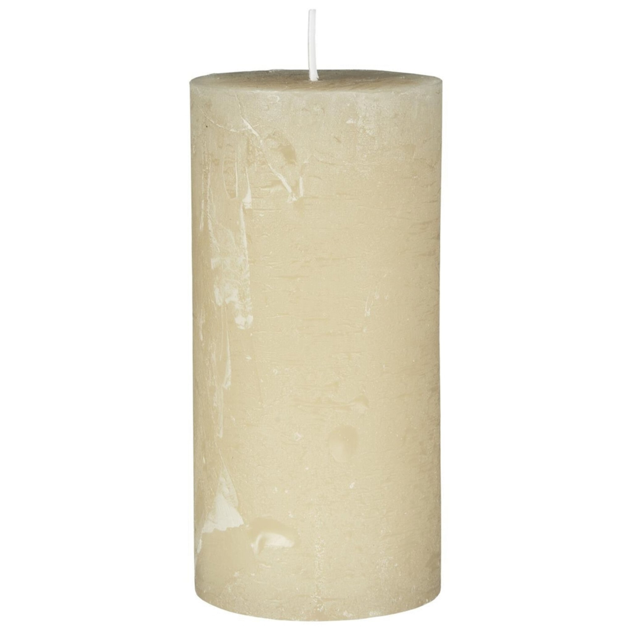 Rustikale Kerze Stumpenkerze, natur Höhe 14, Ø 6.8 cm