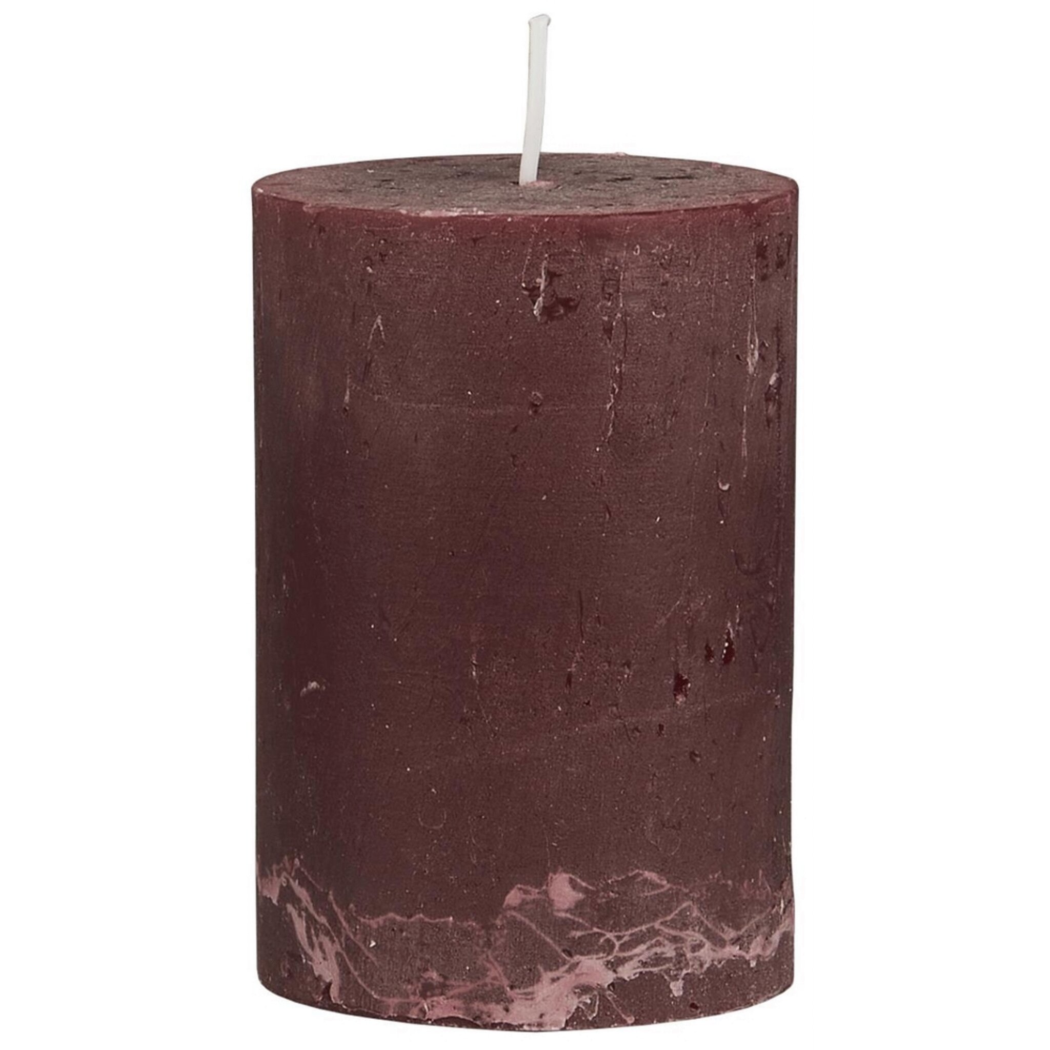 Rustikale Kerze Stumpenkerze, rot Höhe 10, Ø 6.8 cm