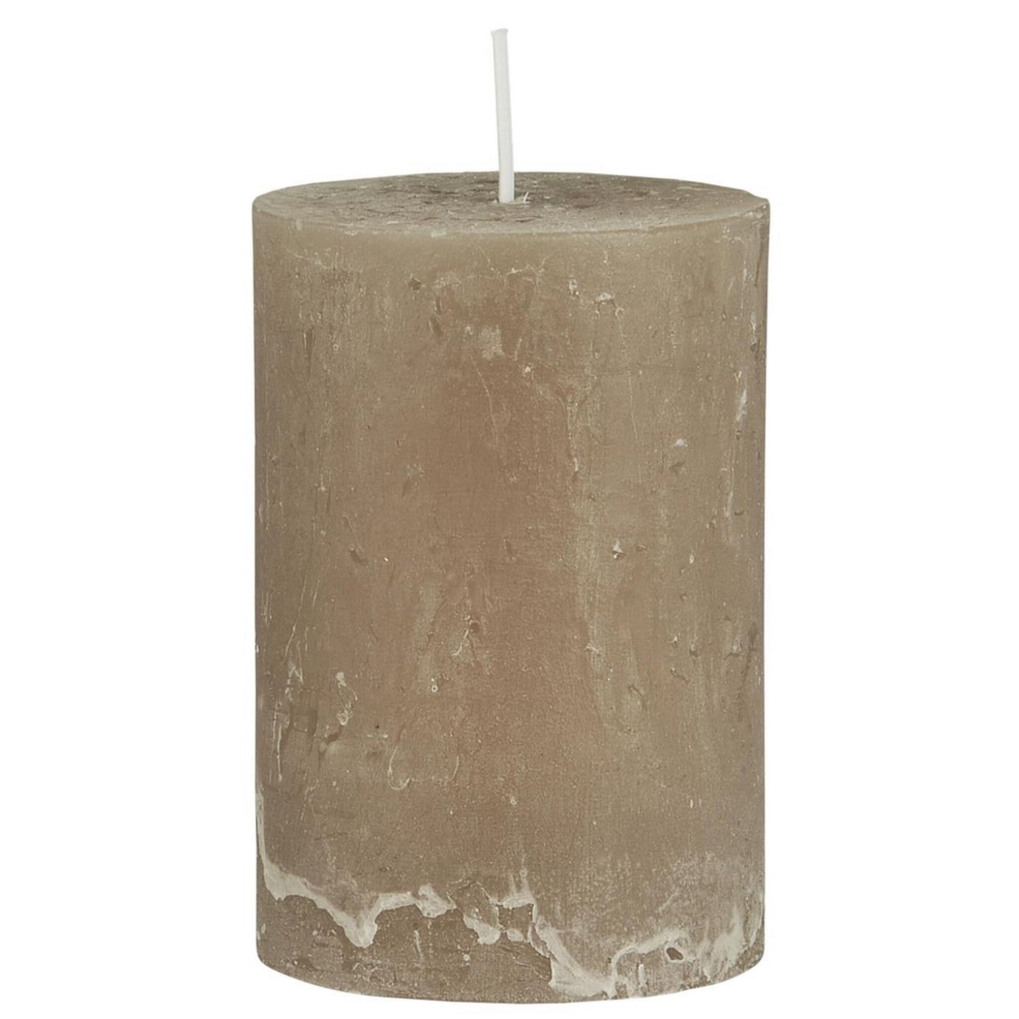 Rustikale Kerze Stumpenkerze, leinen Höhe 10, Ø 6.8 cm