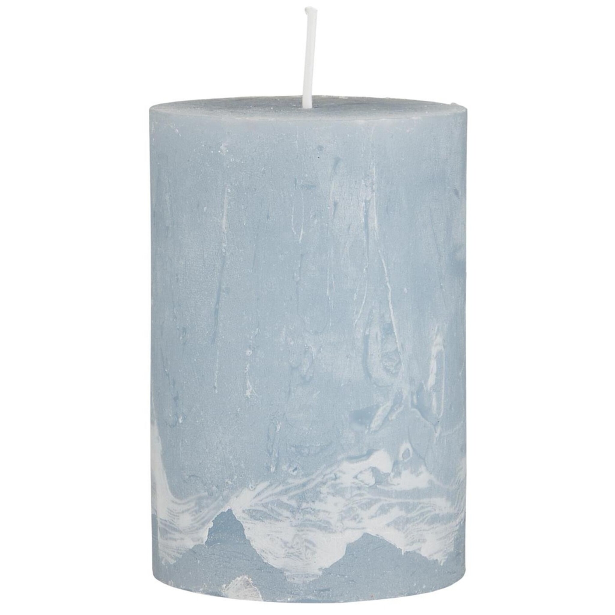 Rustikale Kerze Stumpenkerze, staubig blau Höhe 10, Ø 6.8 cm