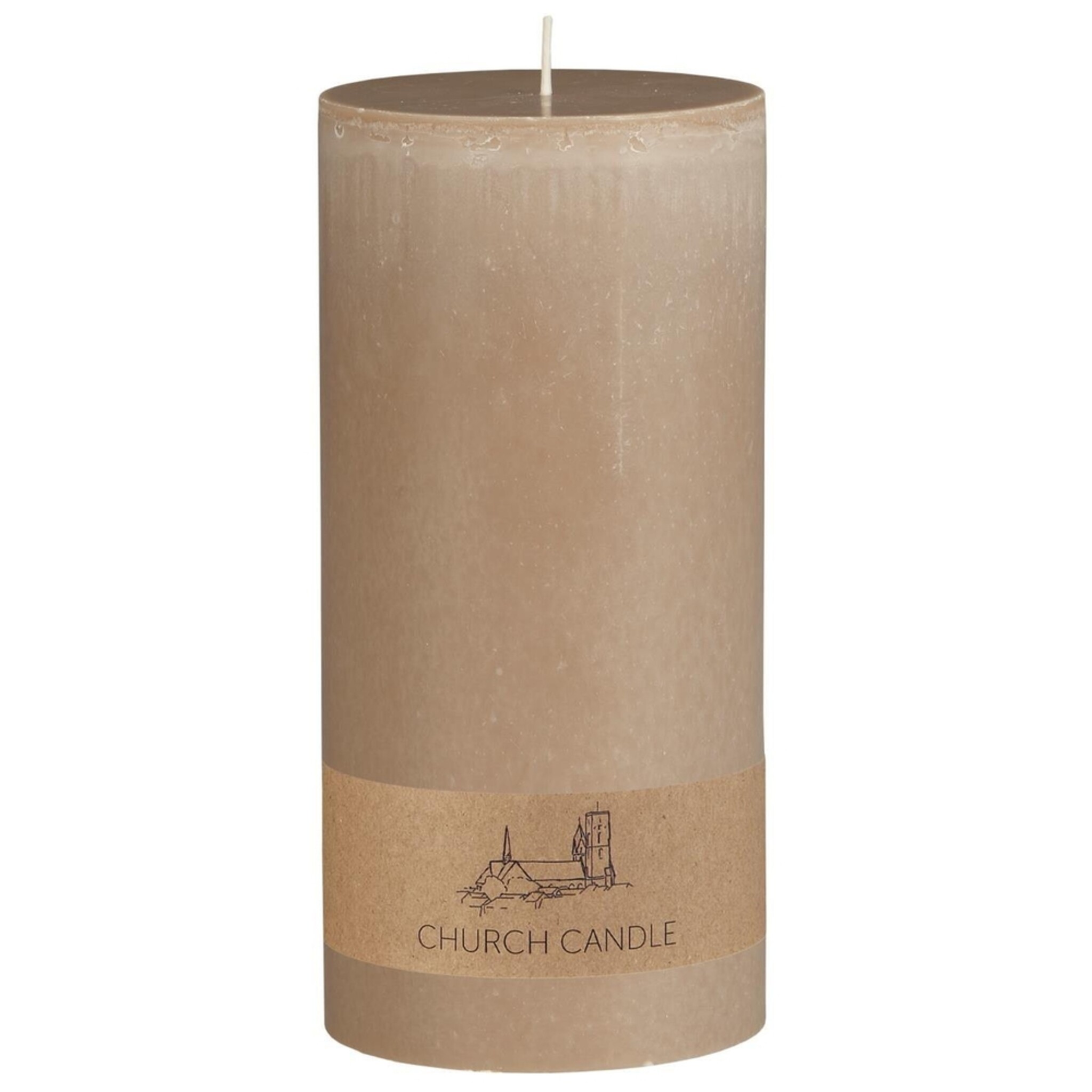 Rustikale Kirchenkerze, braun Höhe 20, Ø 9.6 cm