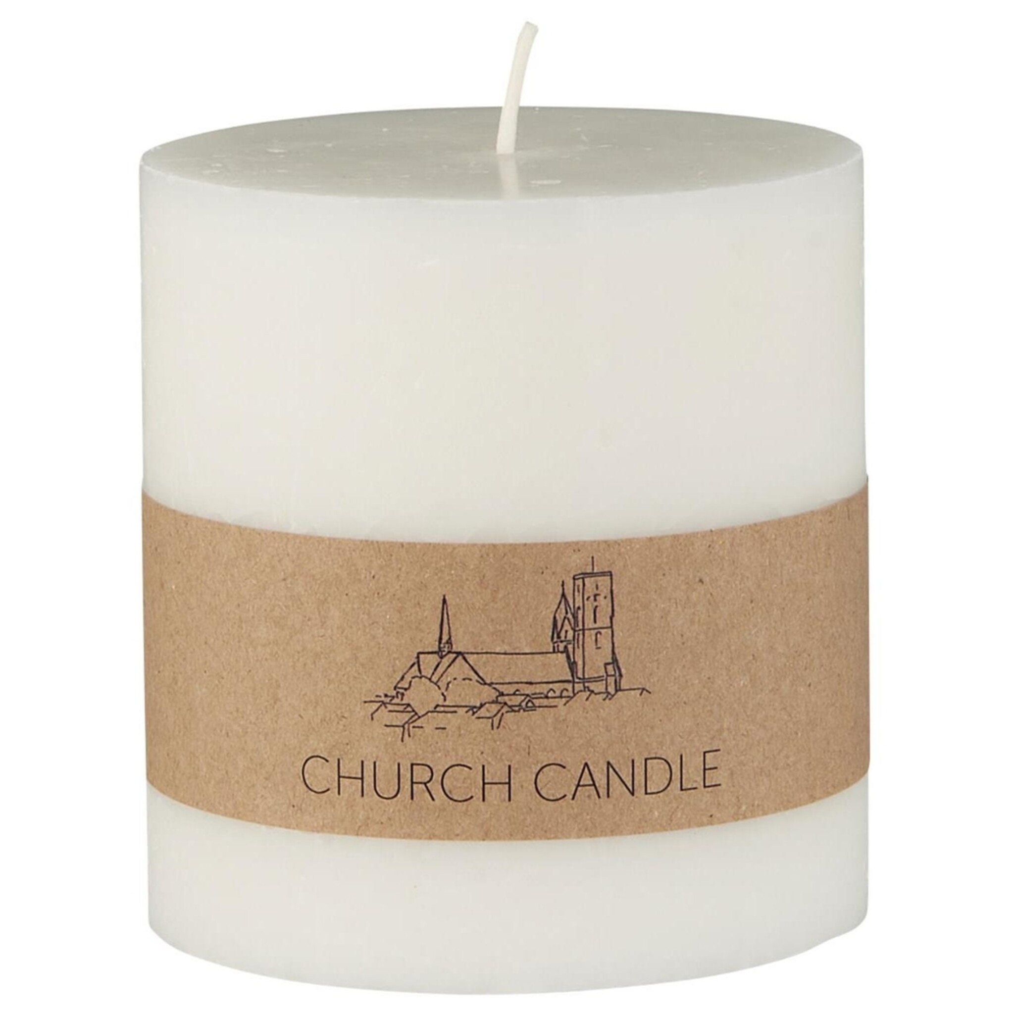 Rustikale Kirchenkerze, weiss Höhe 10, Ø 9.6 cm