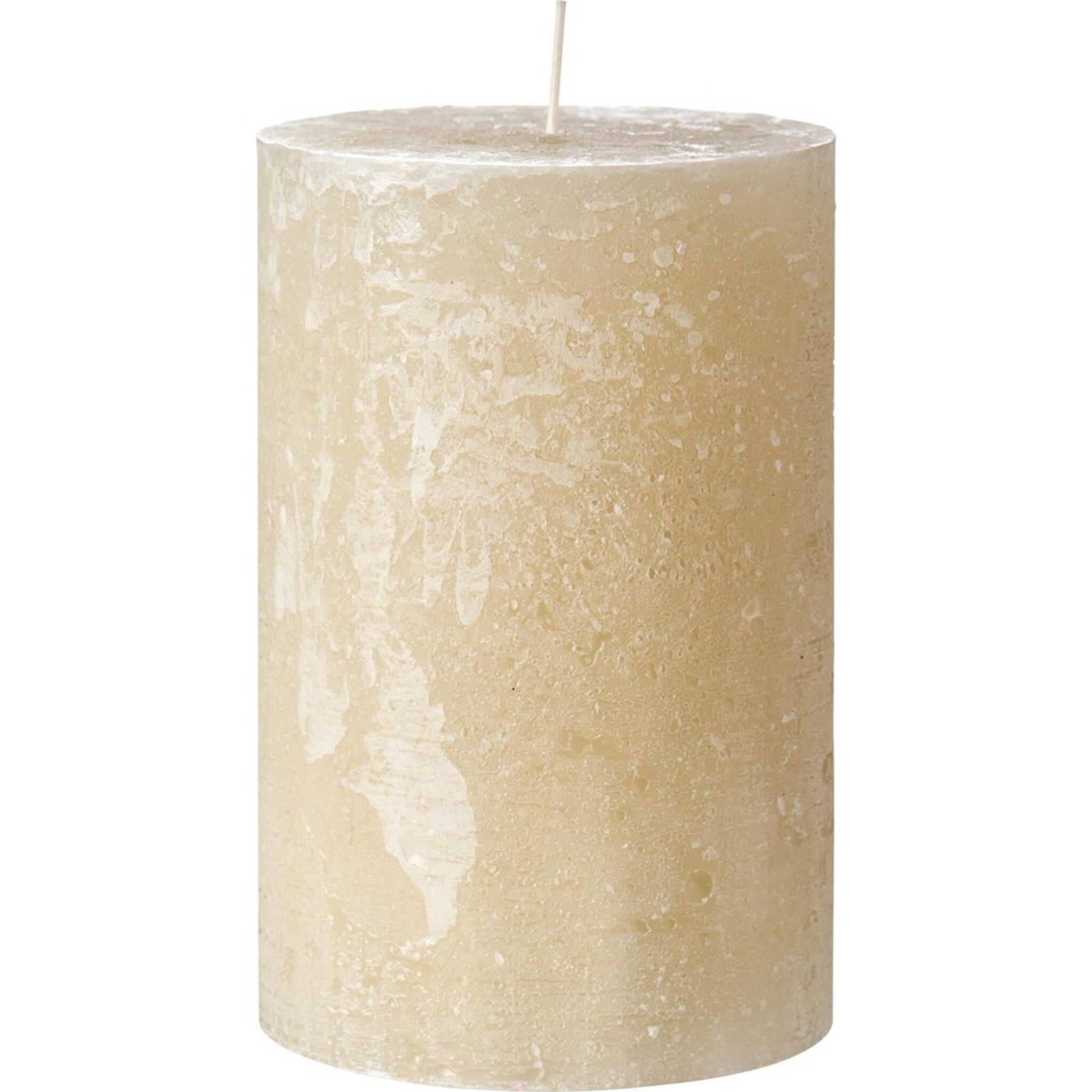 Rustikale Stumpenkerze mit Textur, graunatur Höhe 15, Ø 9.6 cm