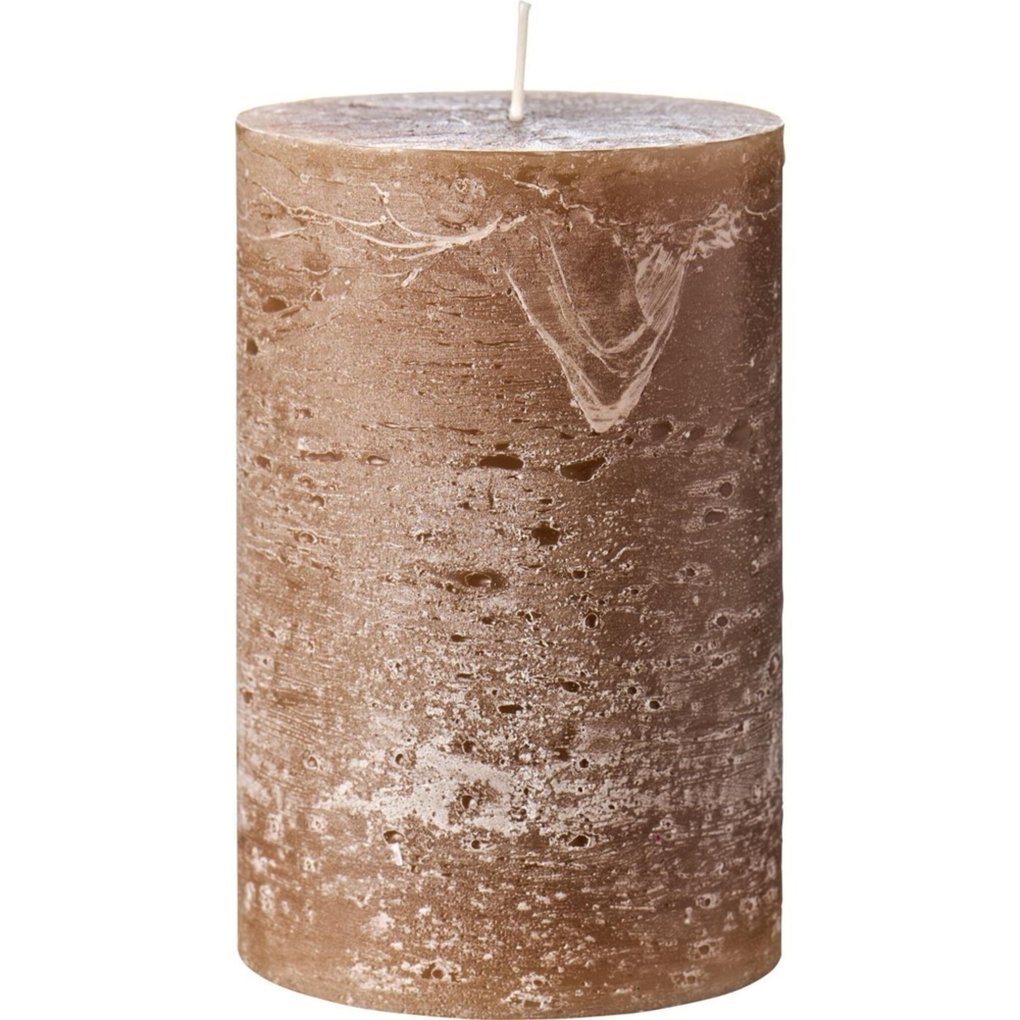 Rustikale Stumpenkerze mit Textur, honey Höhe 15, Ø 9.6 cm