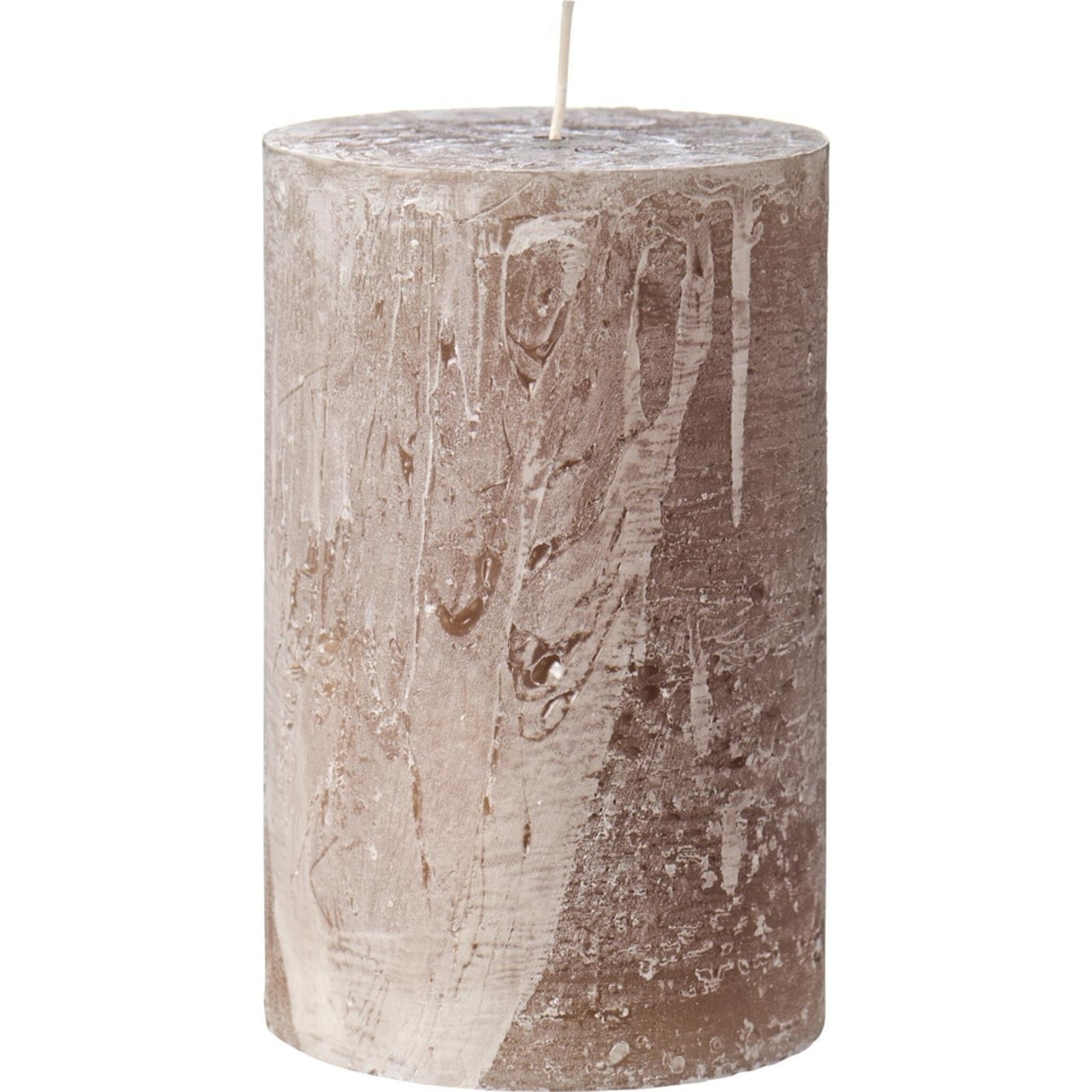Rustikale Stumpenkerze mit Textur, leinen Höhe 15, Ø 9.6 cm