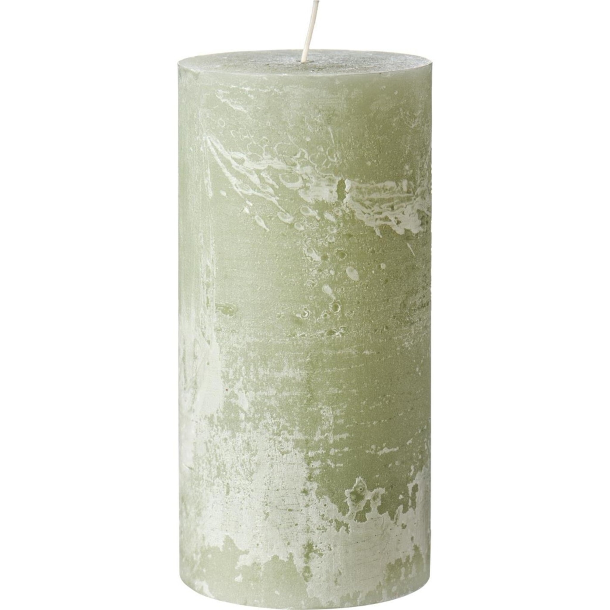 Rustikale Stumpenkerze mit Textur, green tea Höhe 20, Ø 9.6 cm