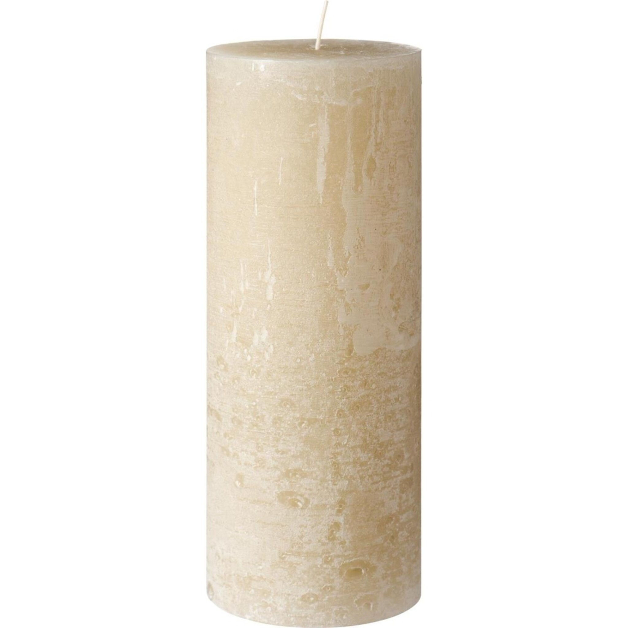 Rustikale Stumpenkerze mit Textur, graunatur Höhe 25, Ø 9.6 cm