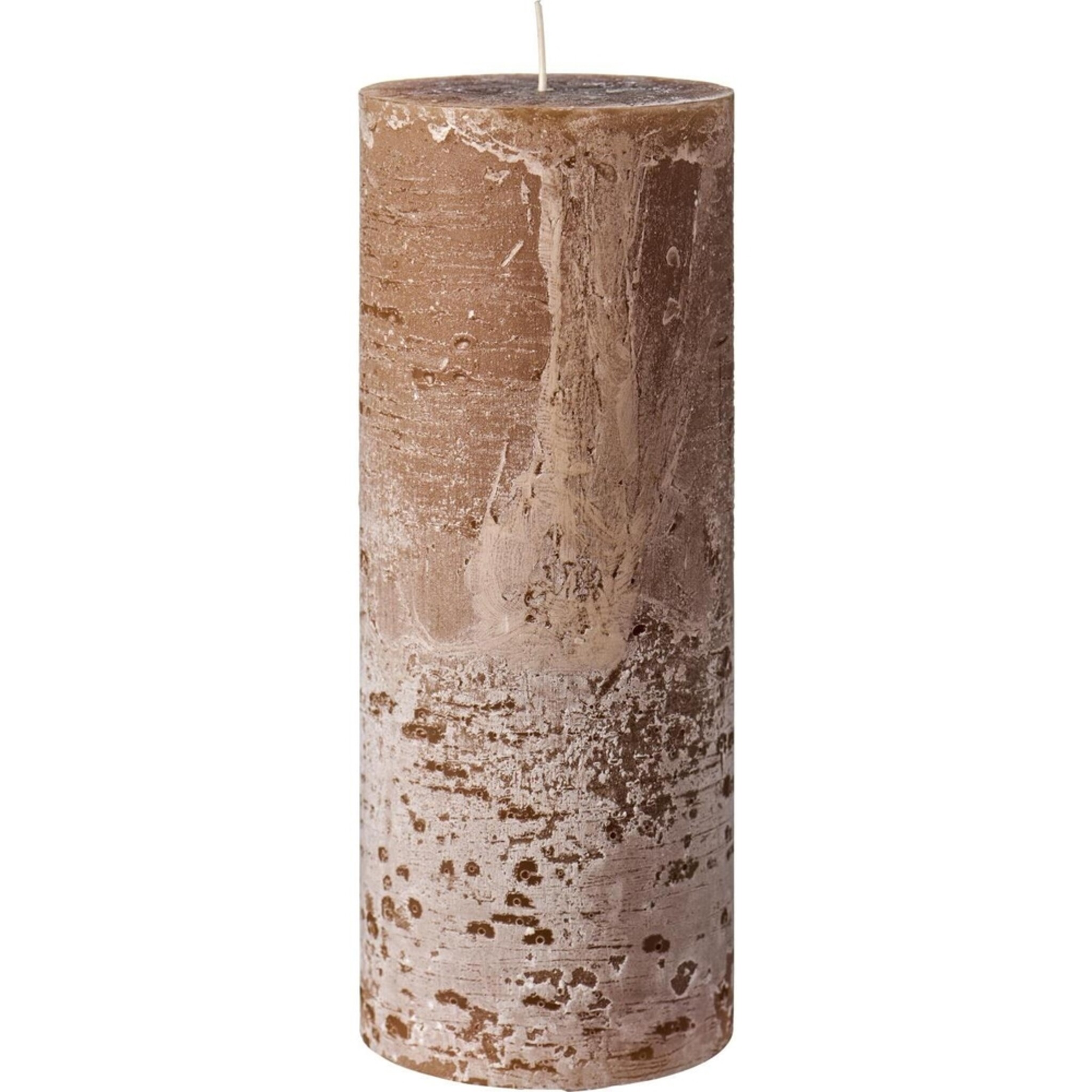 Rustikale Stumpenkerze mit Textur, honey Höhe 25, Ø 9.6 cm