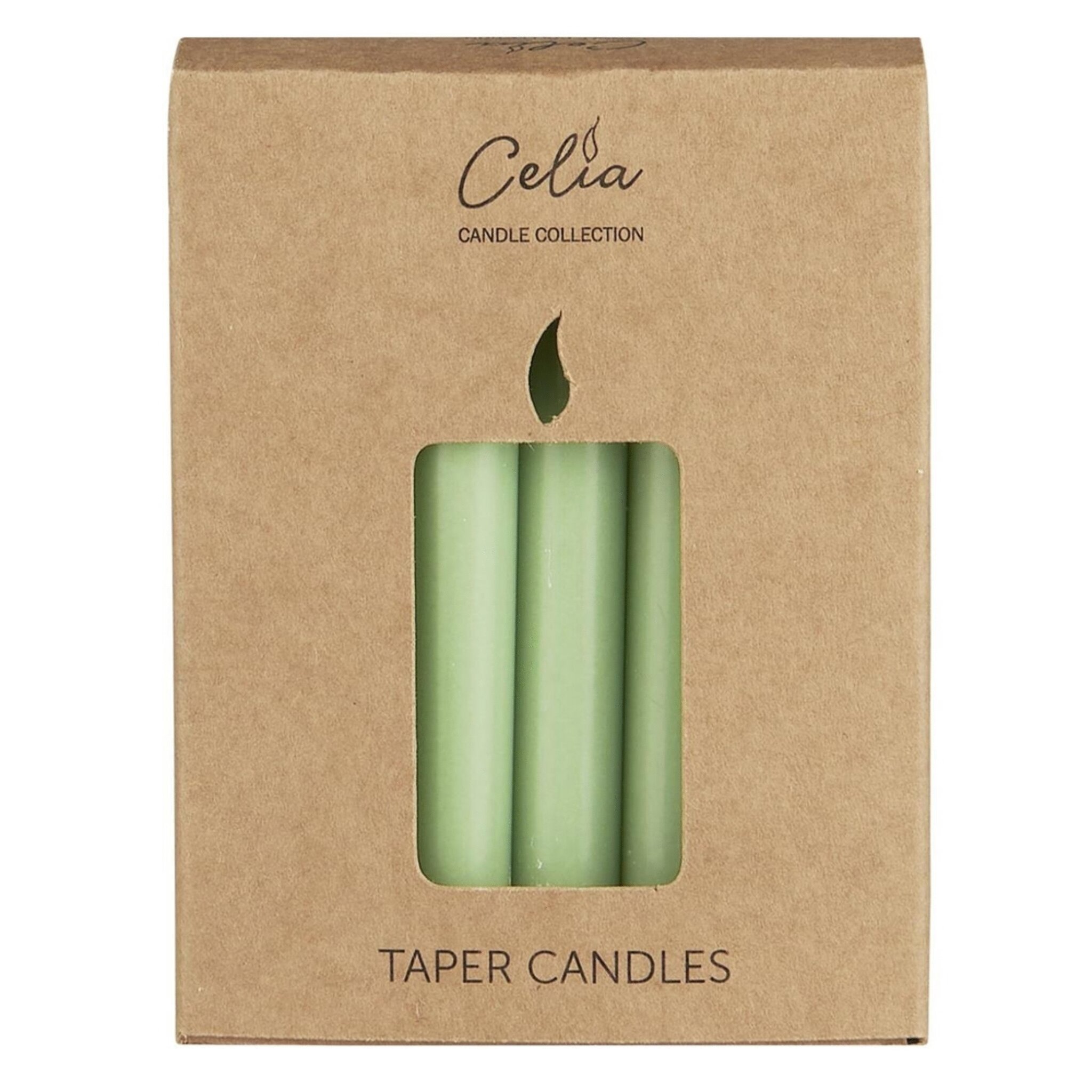 Schachtel mit 12 dünnen Kerzen, grean tea 
