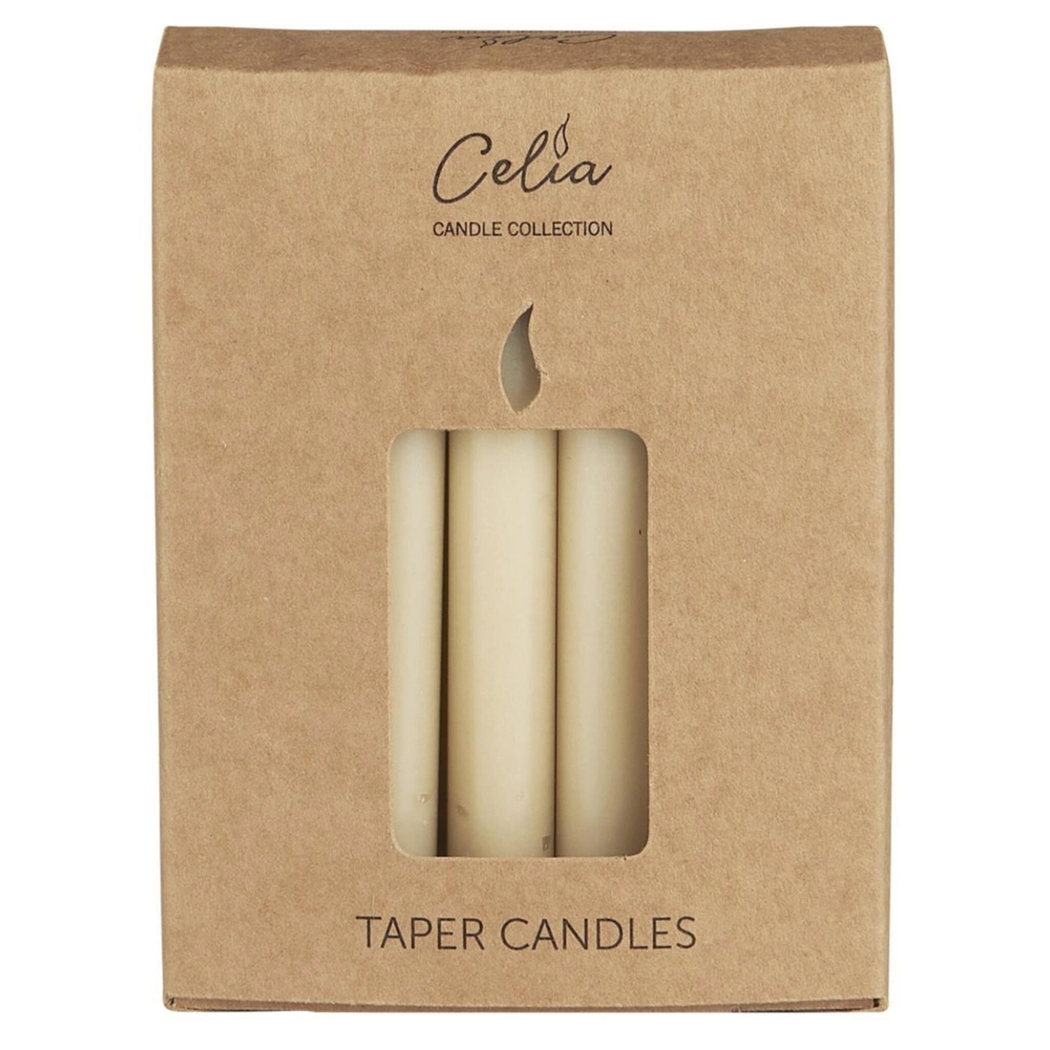 Schachtel mit 12 dünnen Kerzen, graunatur 