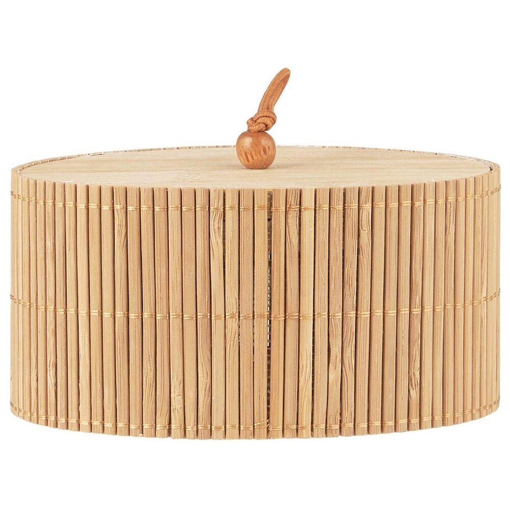 Schachtel mit Bambusdeckel oval, natur 