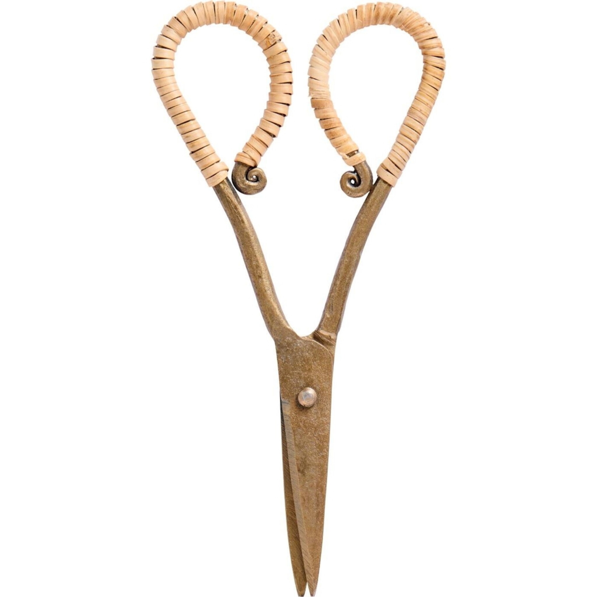 Vintage Schere mit Rattangriff, natur 