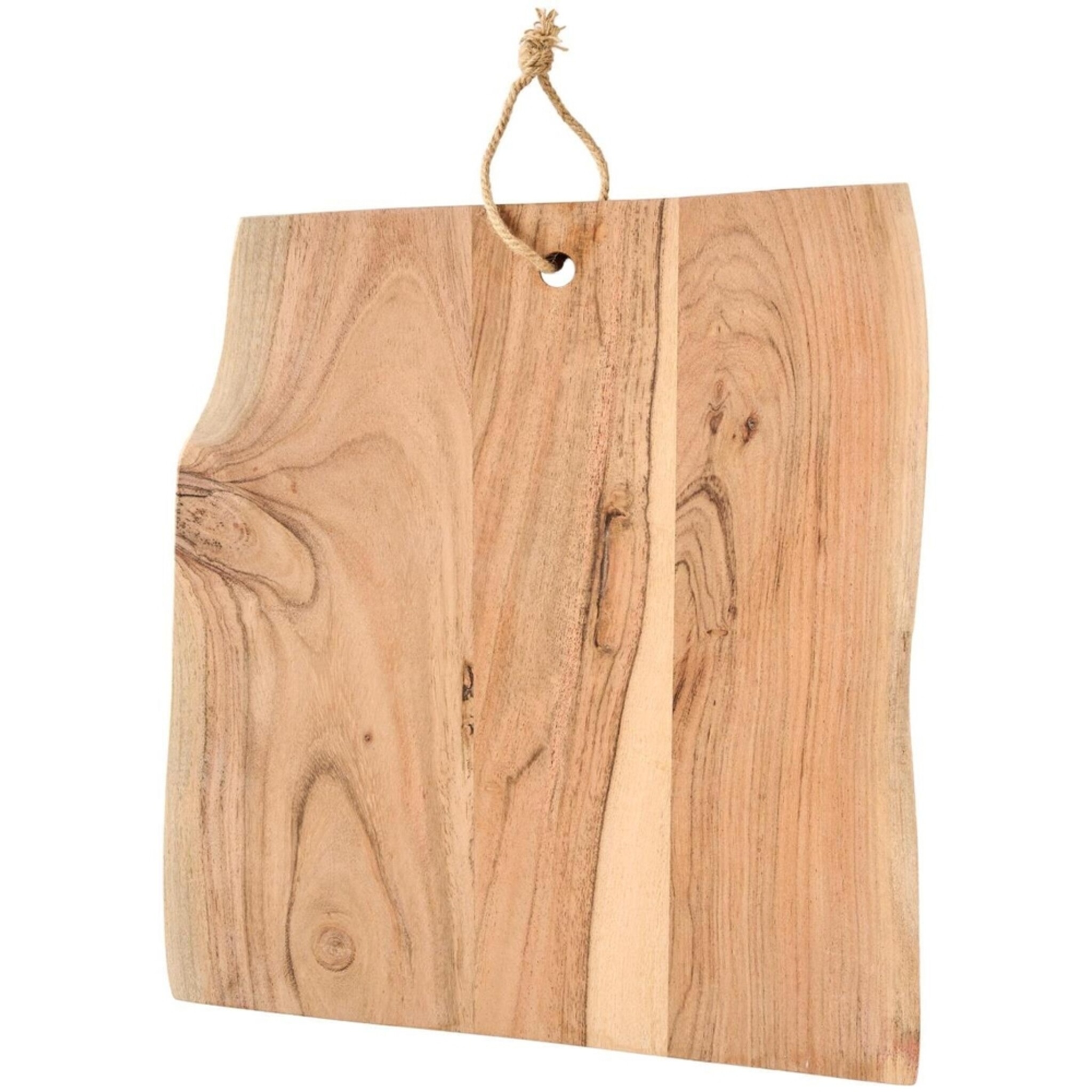 Schneidebrett mit Juteseil viereckig ungleiche Kanten UNIKA, natur 