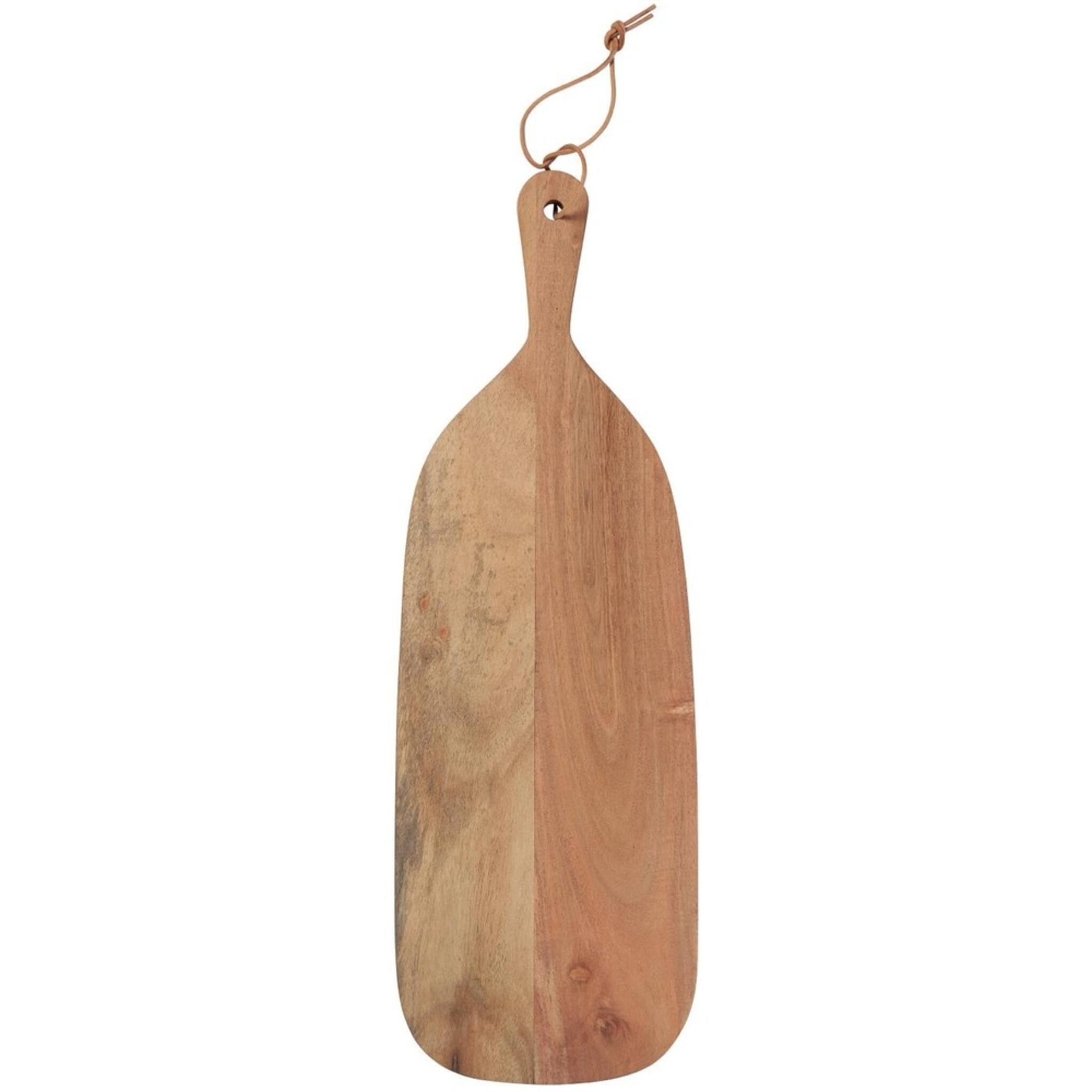 Schneidebrett oval mit Griff aus Akazienholz, natur 48 x 17 x 1.5 cm