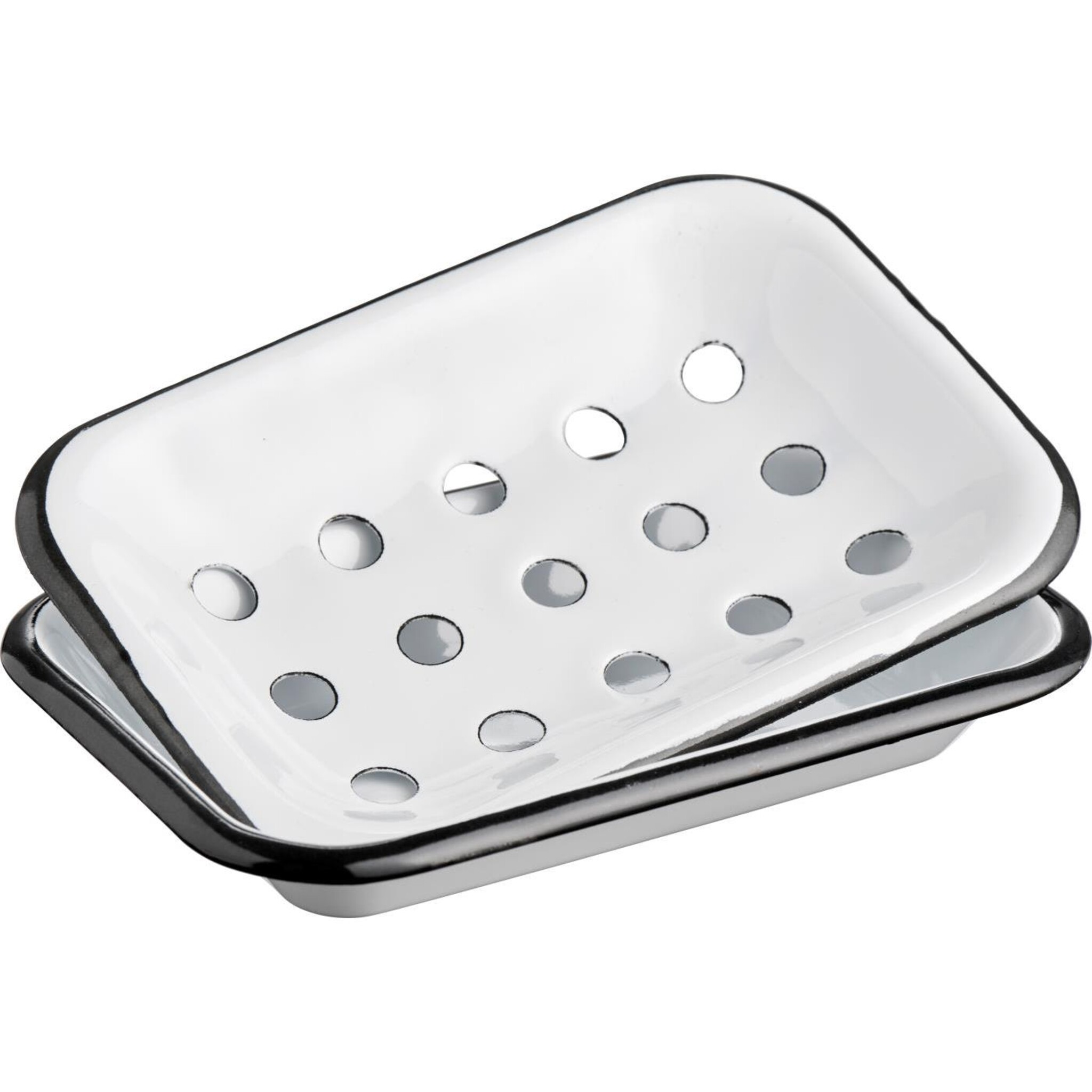 Seifenschale in 2 Teilen Emaille, weiss 