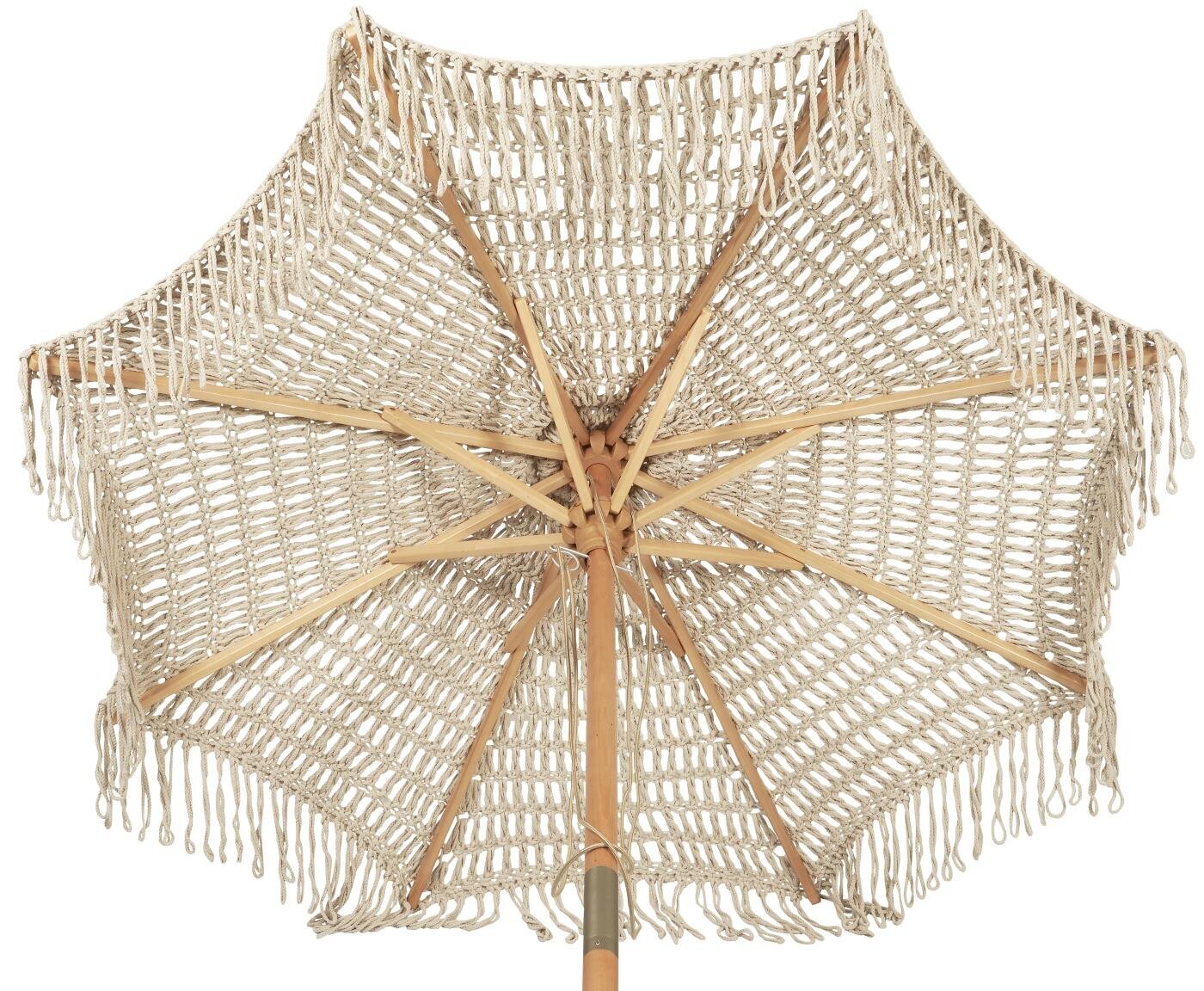 Sonnenschirm gehäkelt mit Fransen, natur 