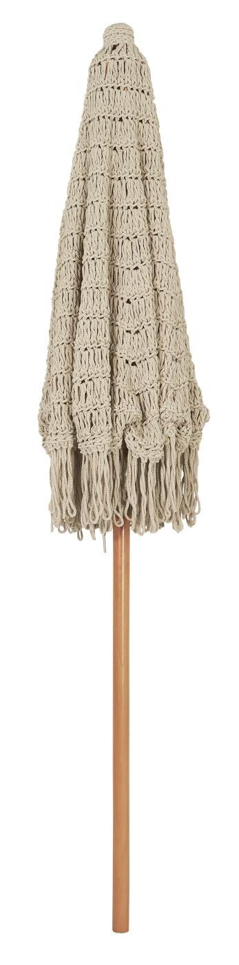 Sonnenschirm gehäkelt mit Fransen, natur 