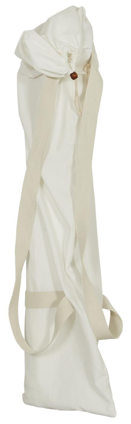 Sonnensegel mit Fransen und Holzstangen, weiss 