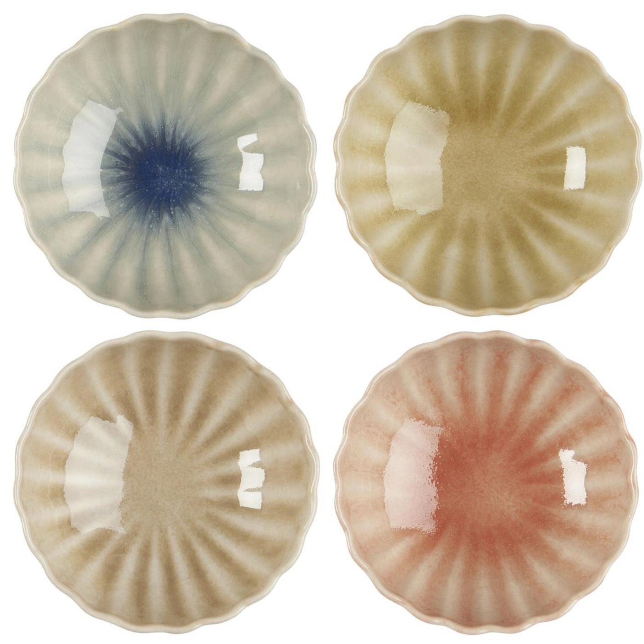 Steingut Schale Blumenförmig 4er Set, diverse 