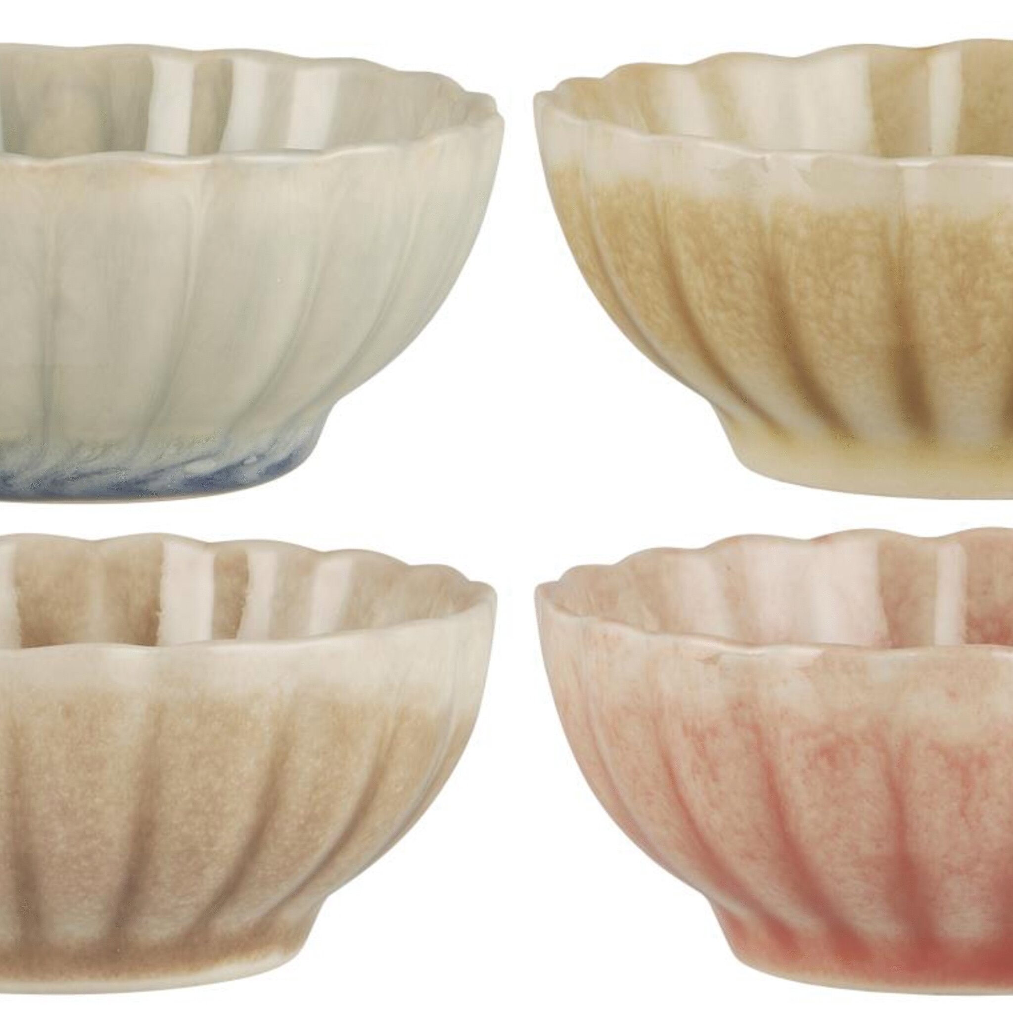 Steingut Schale Blumenförmig 4er Set, diverse 