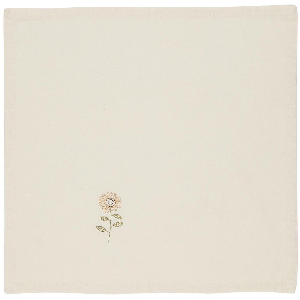 Stoffserviette Flora mit aufgestickten Blumen, natur 40 x 40 cm