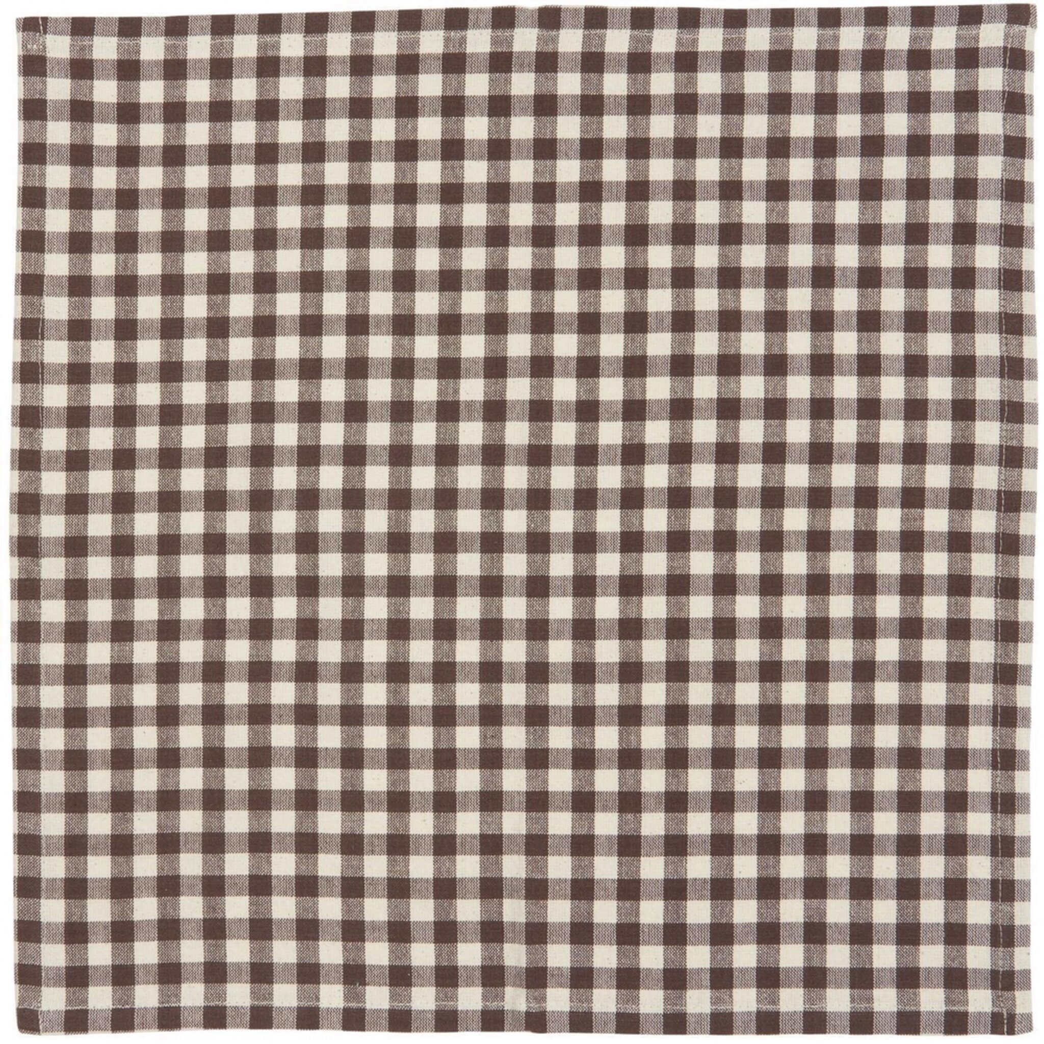 Stoffserviette mit naturfarbigen Karos, dunkelbraun