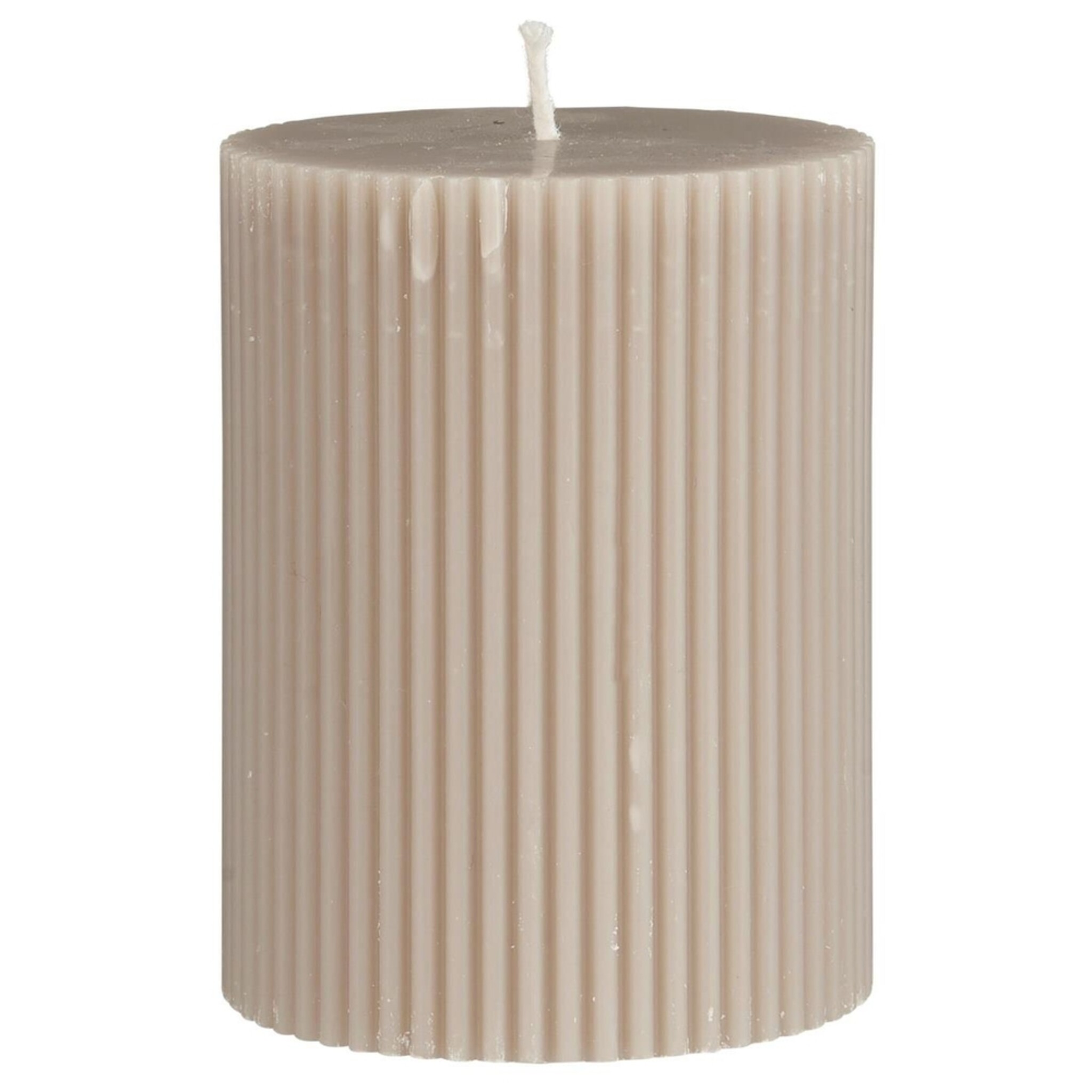 Stumpenkerze gerillt, leinen 