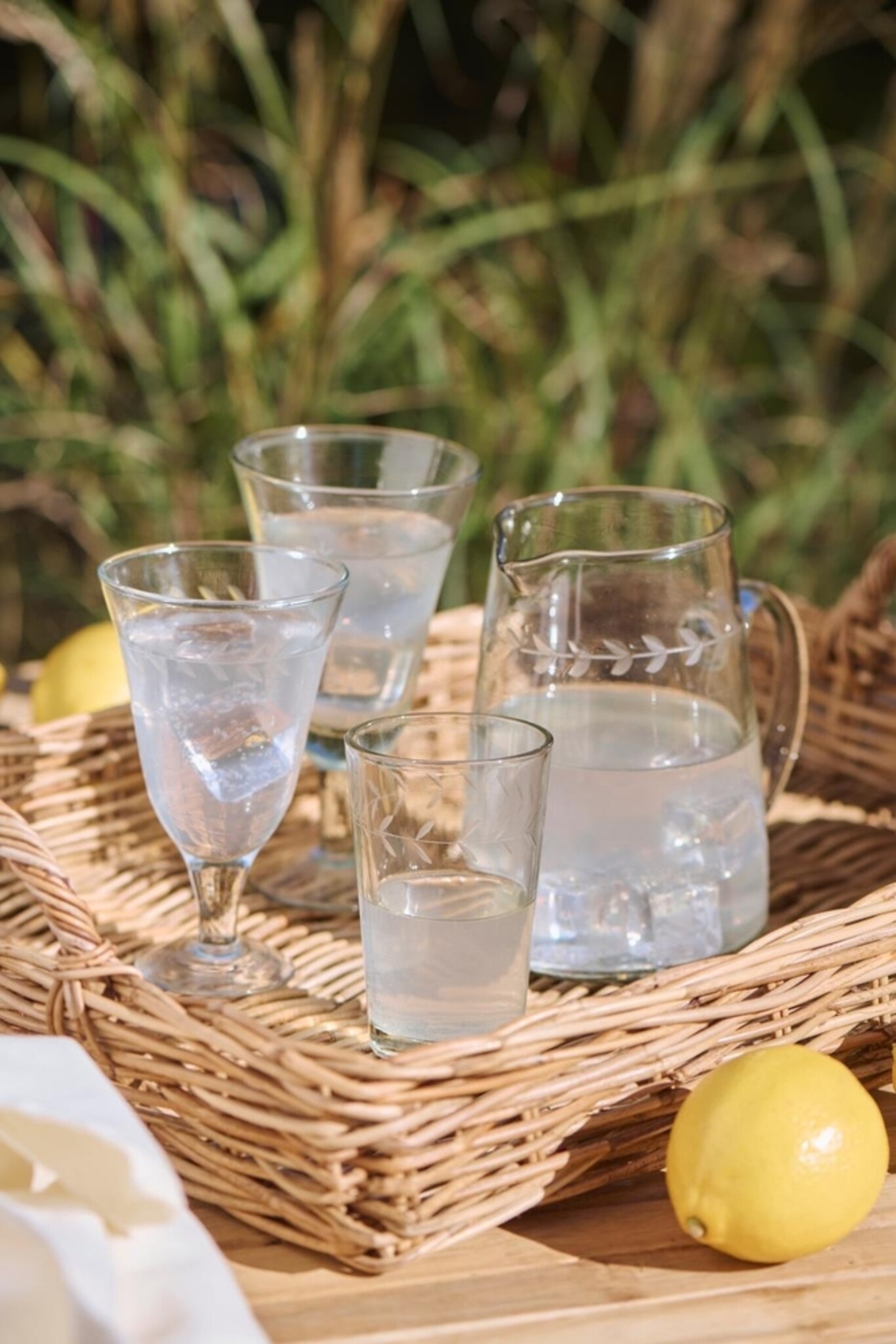 Rattan-Tablett Länglich mit Henkeln, natur 