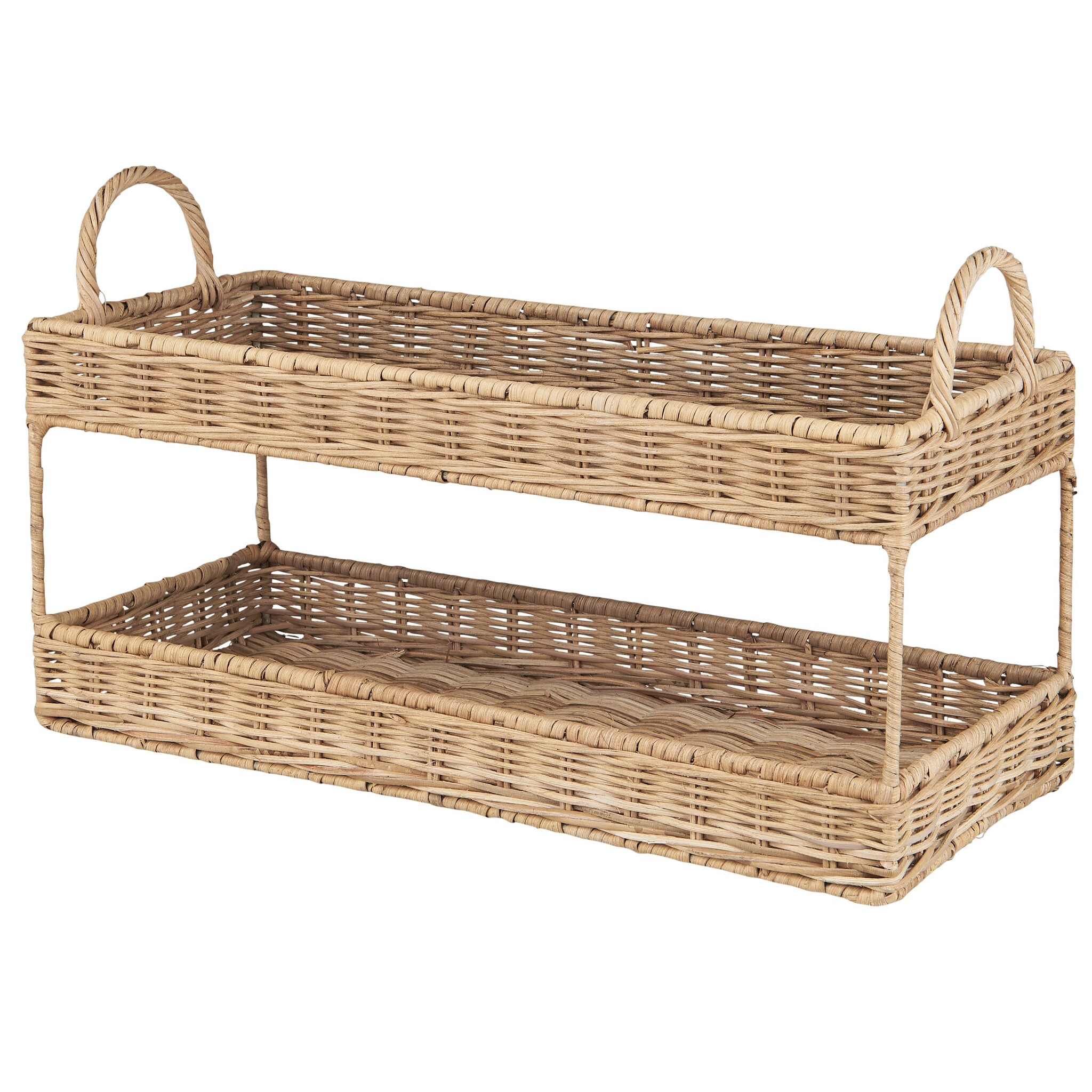 Tablett mit 2 Etagen aus Rattan, natur 