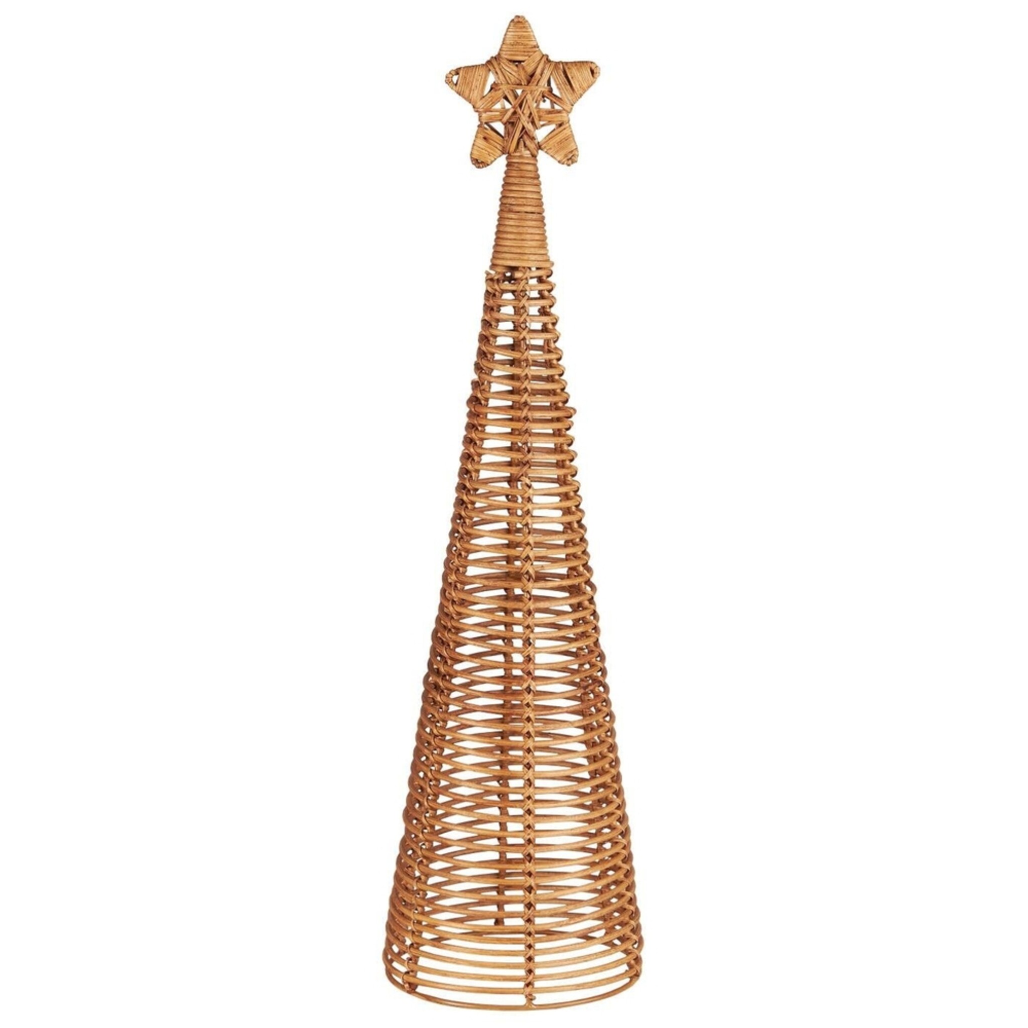 Tannenbaum aus Rattan mit Stern, braun Höhe 67, Ø 18 cm