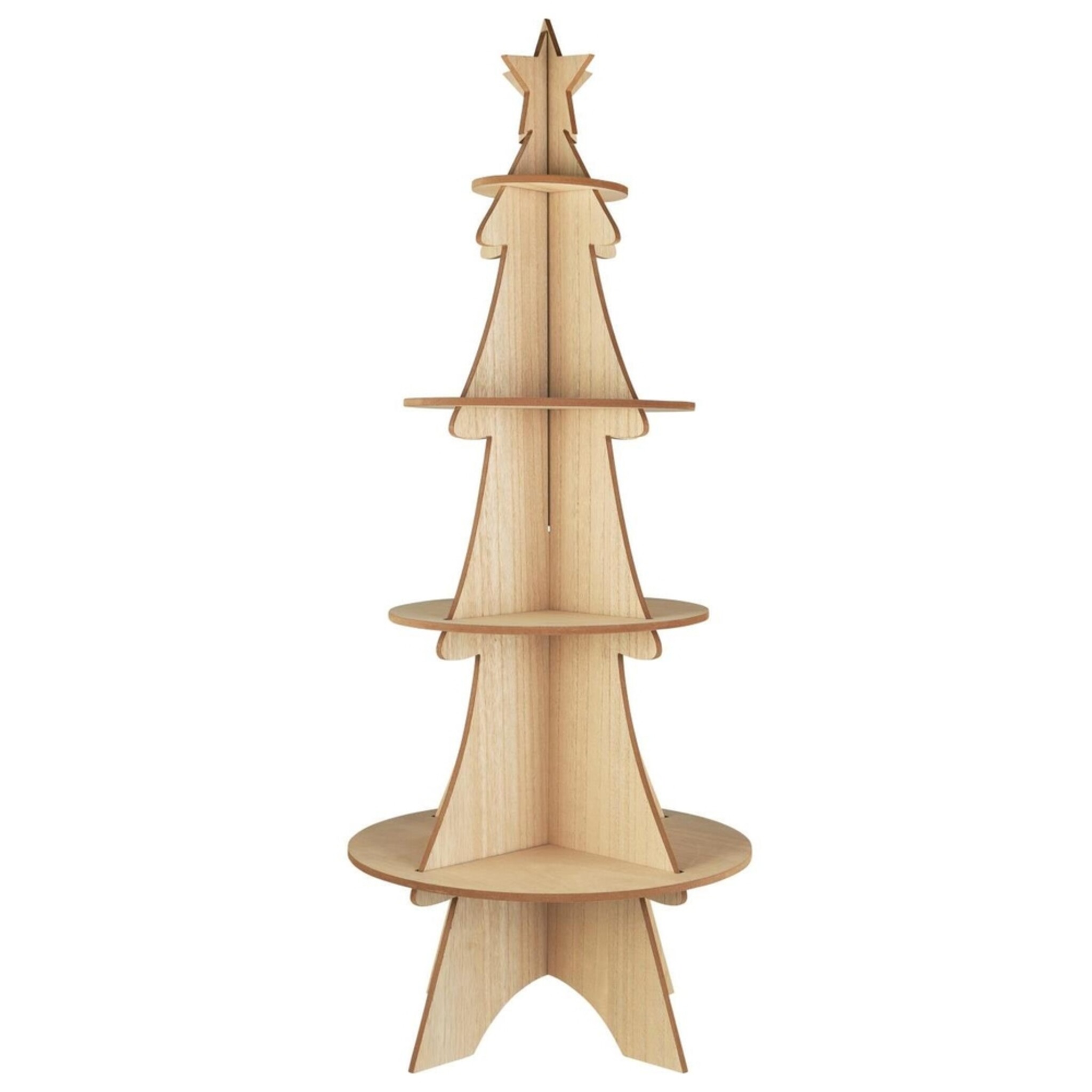 Tannenbaum Display mit 4 Ablagen aus Holz, natur 