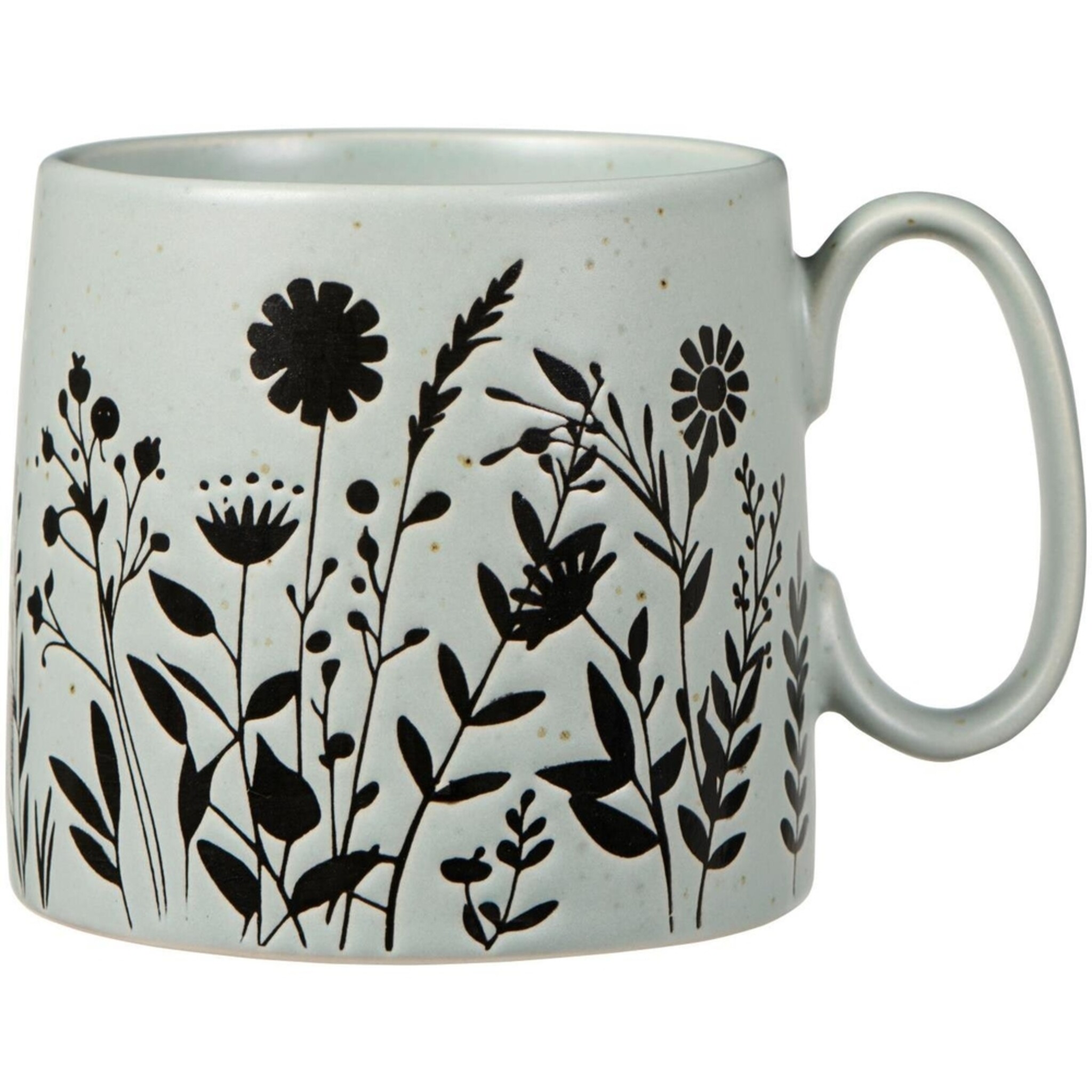 IB Laursen Tasse mit Henkel mit Blumensilhouetten, staubig blau 