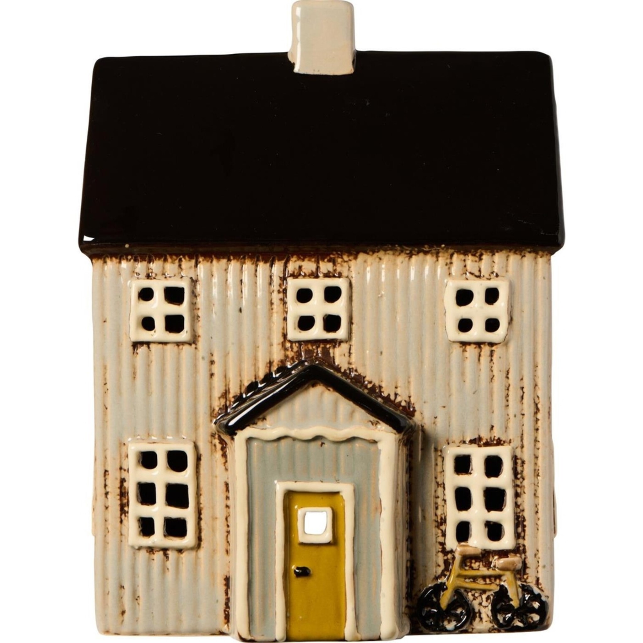 Teelichthaus Visby braun mit schwarzem Dach, braun 