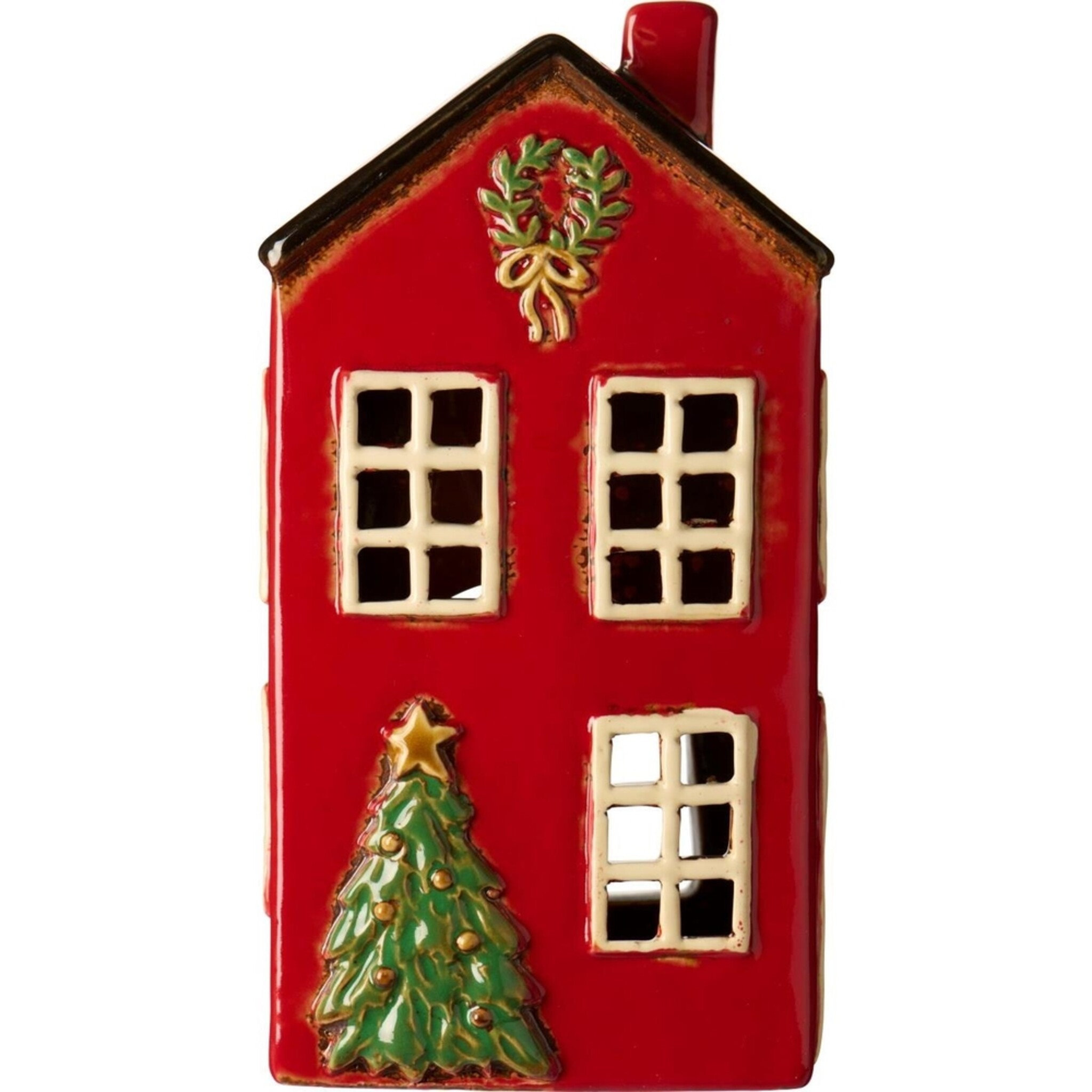 Teelichthaus Weihnachten Stillenat Tannenbaum, rot 