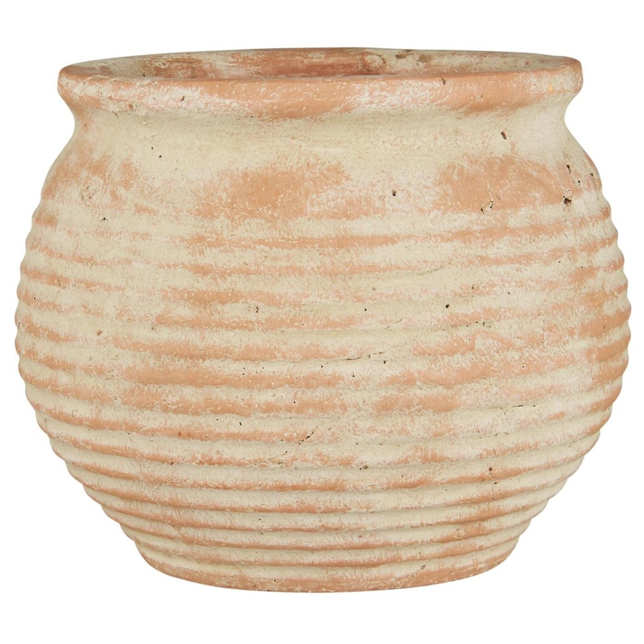 Terrakotta Topf mit Rillen Margot, natur Höhe 15, Ø 17.5 cm