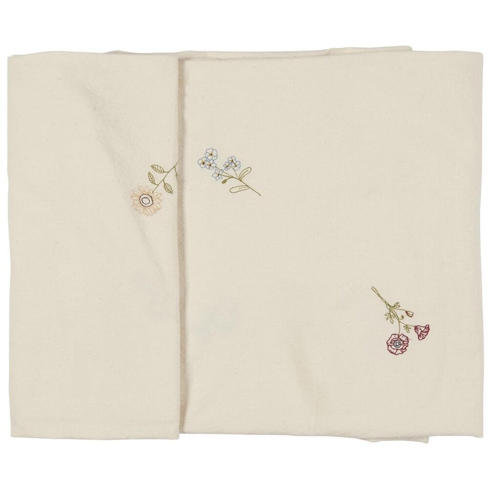 Tischdecke Flora mit aufgestickten Blumen, braun 