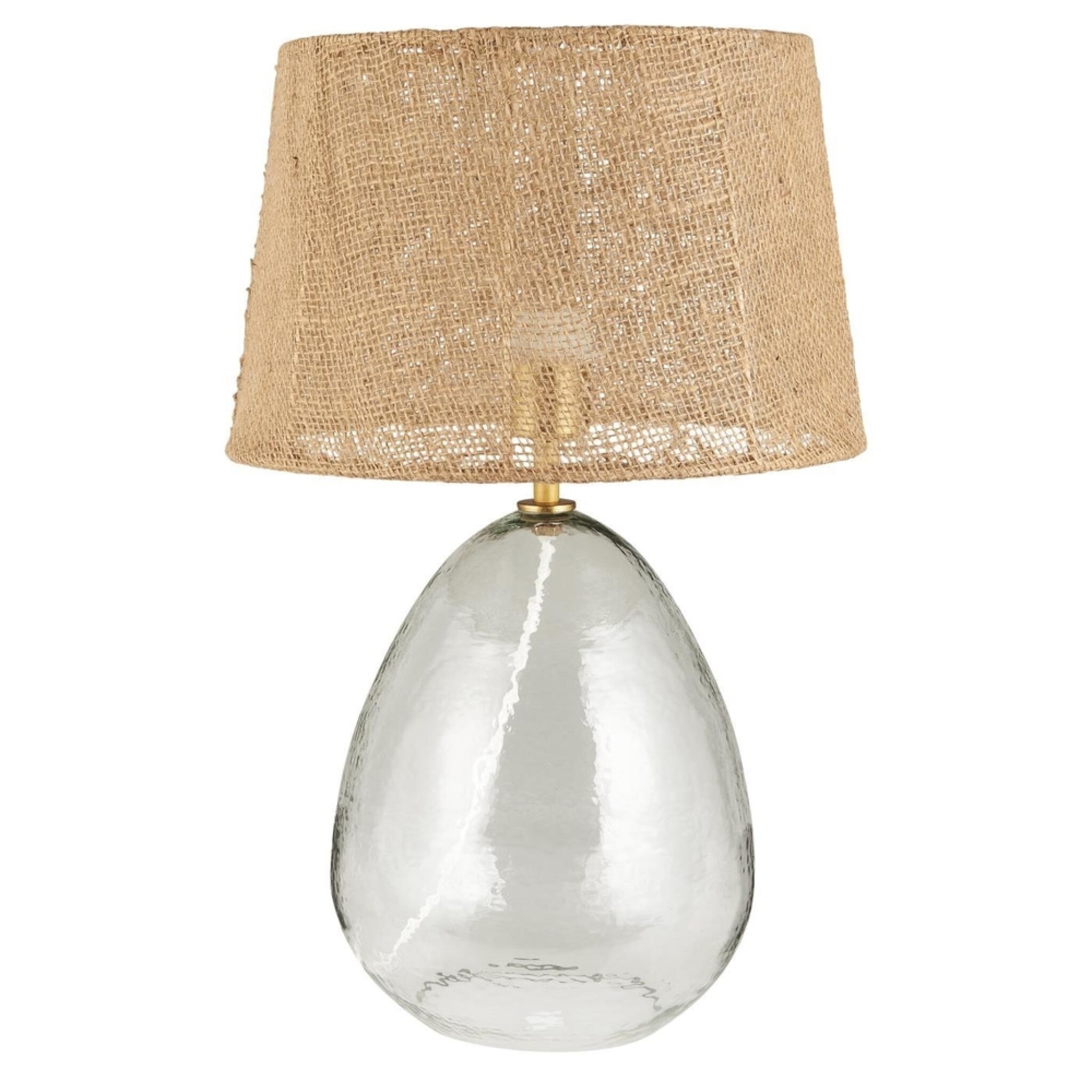 Tischlampe aus Glas Kairo mit Hessianschirm, klar 