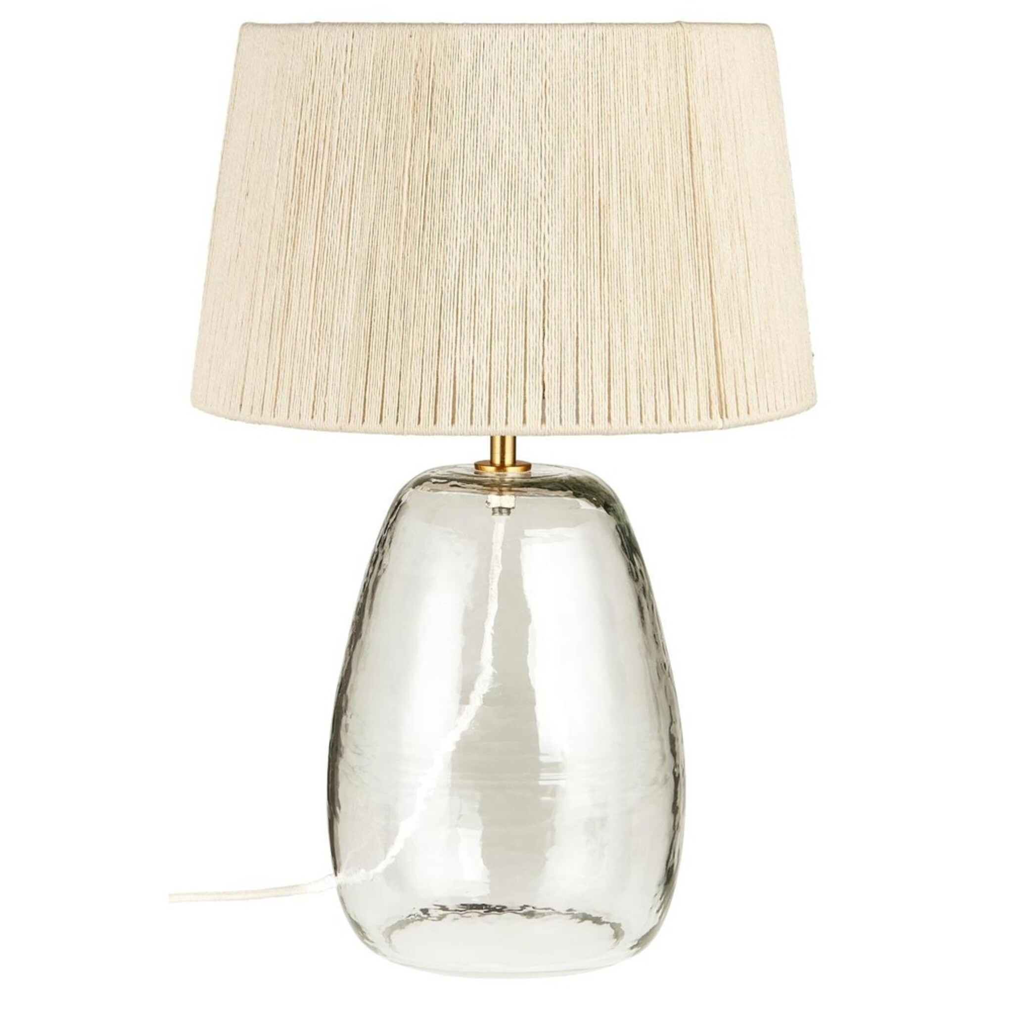 Tischlampe Congo Glas mit Juteschirm, creme