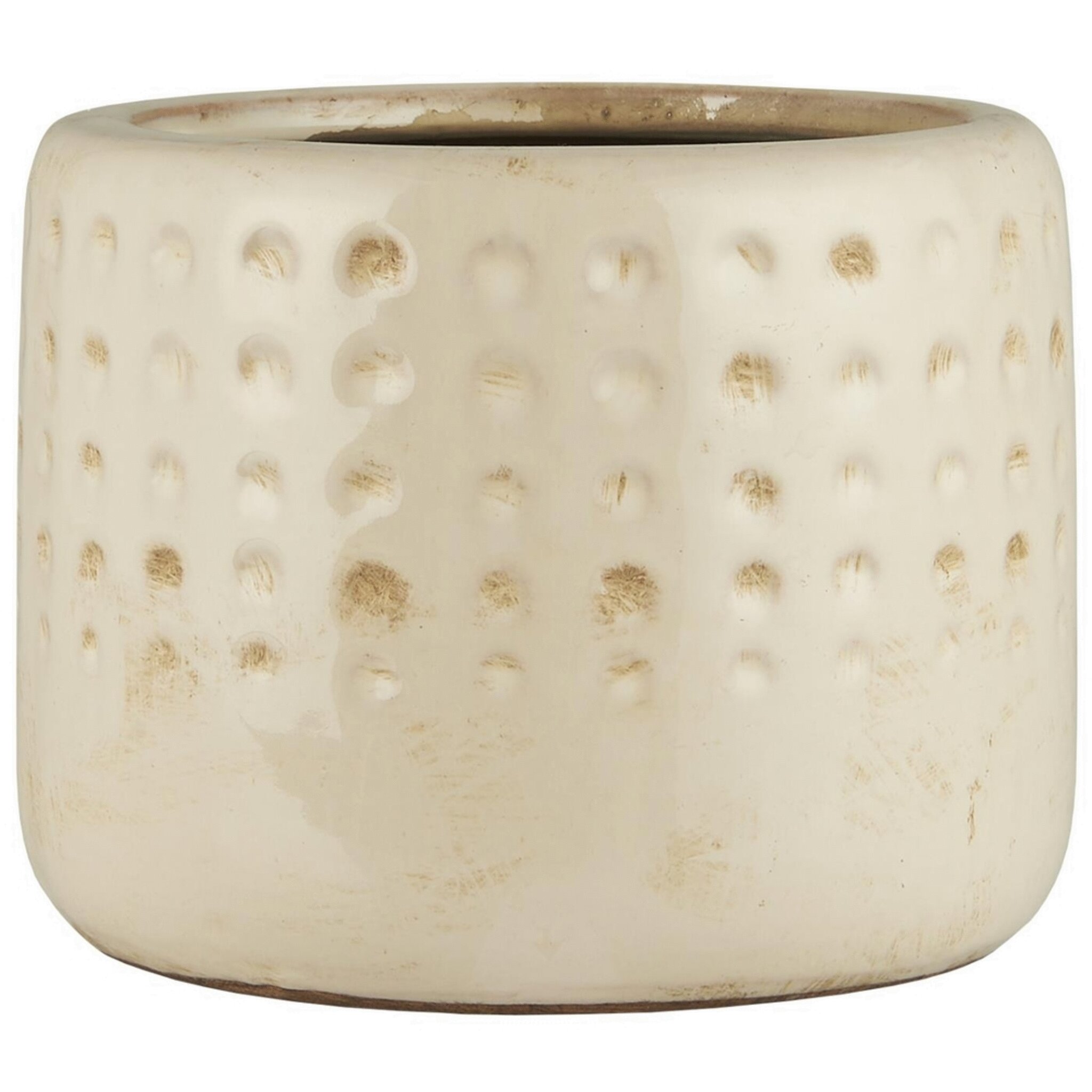 Topf Frida mit Lochmuster, creme Höhe 12, Ø 14.5 cm