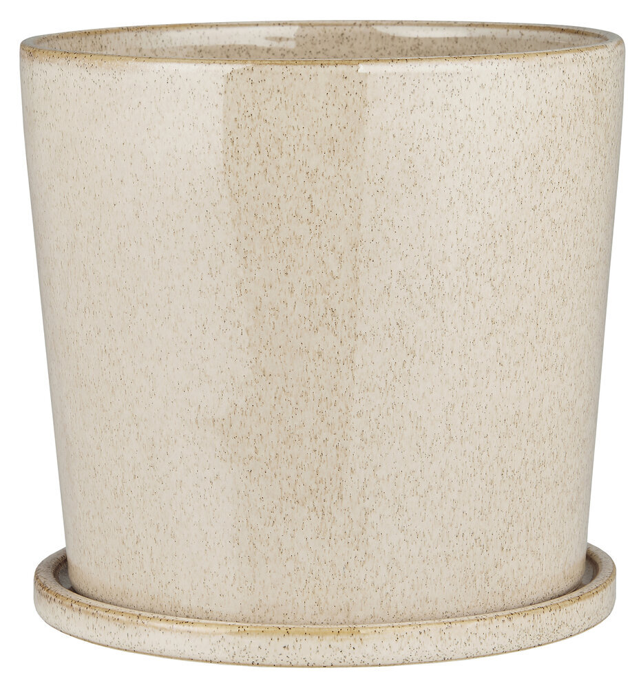 Topf glasiert mit Untersetzer Saga, creme Höhe 14, Ø 14.5 cm