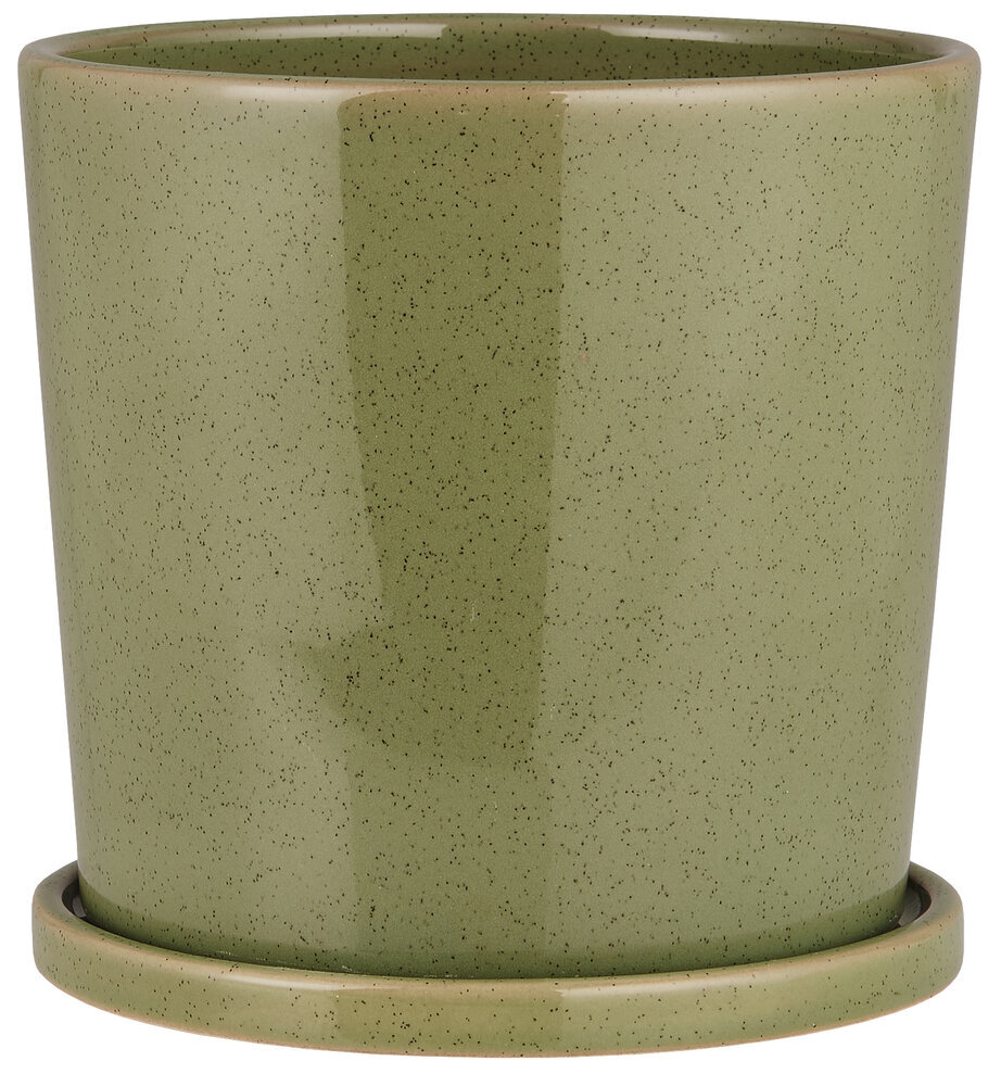 Topf glasiert mit Untersetzer Saga, grün Höhe 16, Ø 16.8 cm