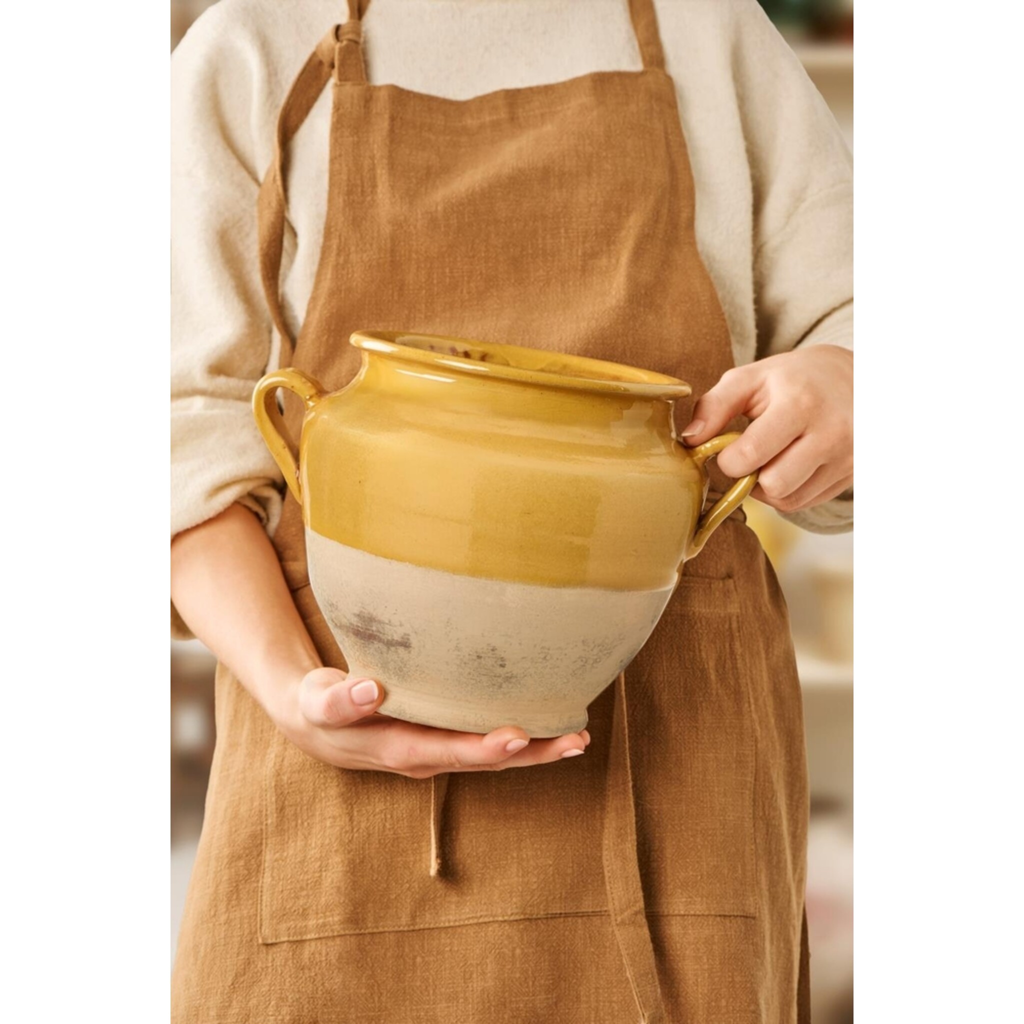 IB Laursen Avignon Keramik-Topf mit Henkeln – Sonnengelbe Glasur, gelb 28 x 22 x 20 cm