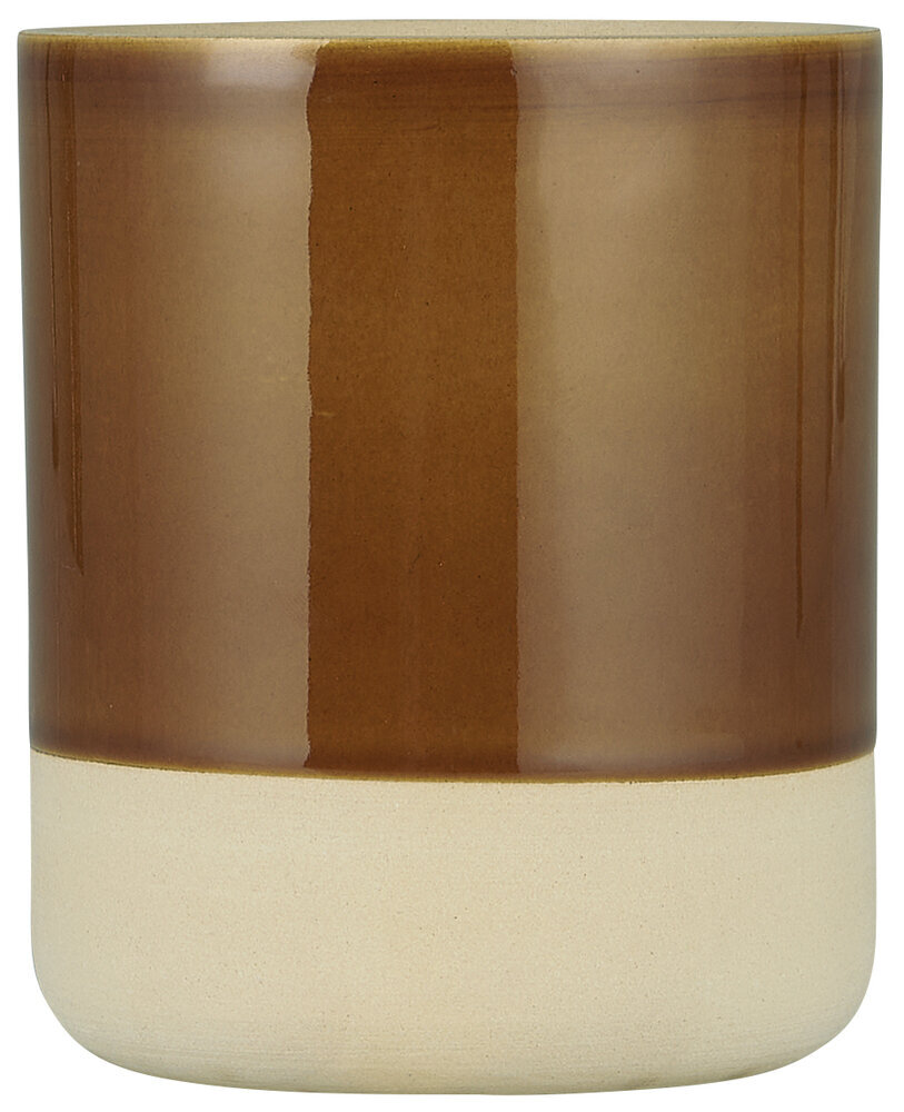 Topf mit beiger Kante unten, braun H16 x Ø14 cm