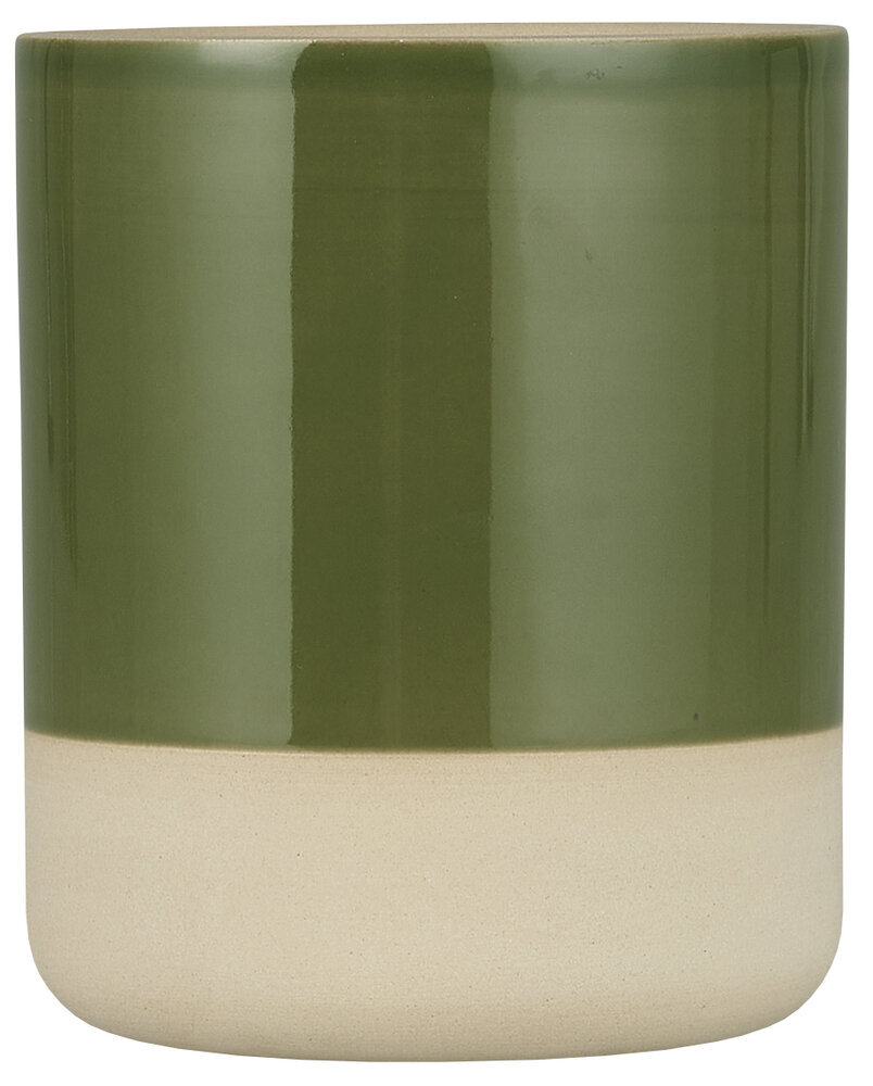 Topf mit beiger Kante unten, hellgrün H16 x Ø14 cm