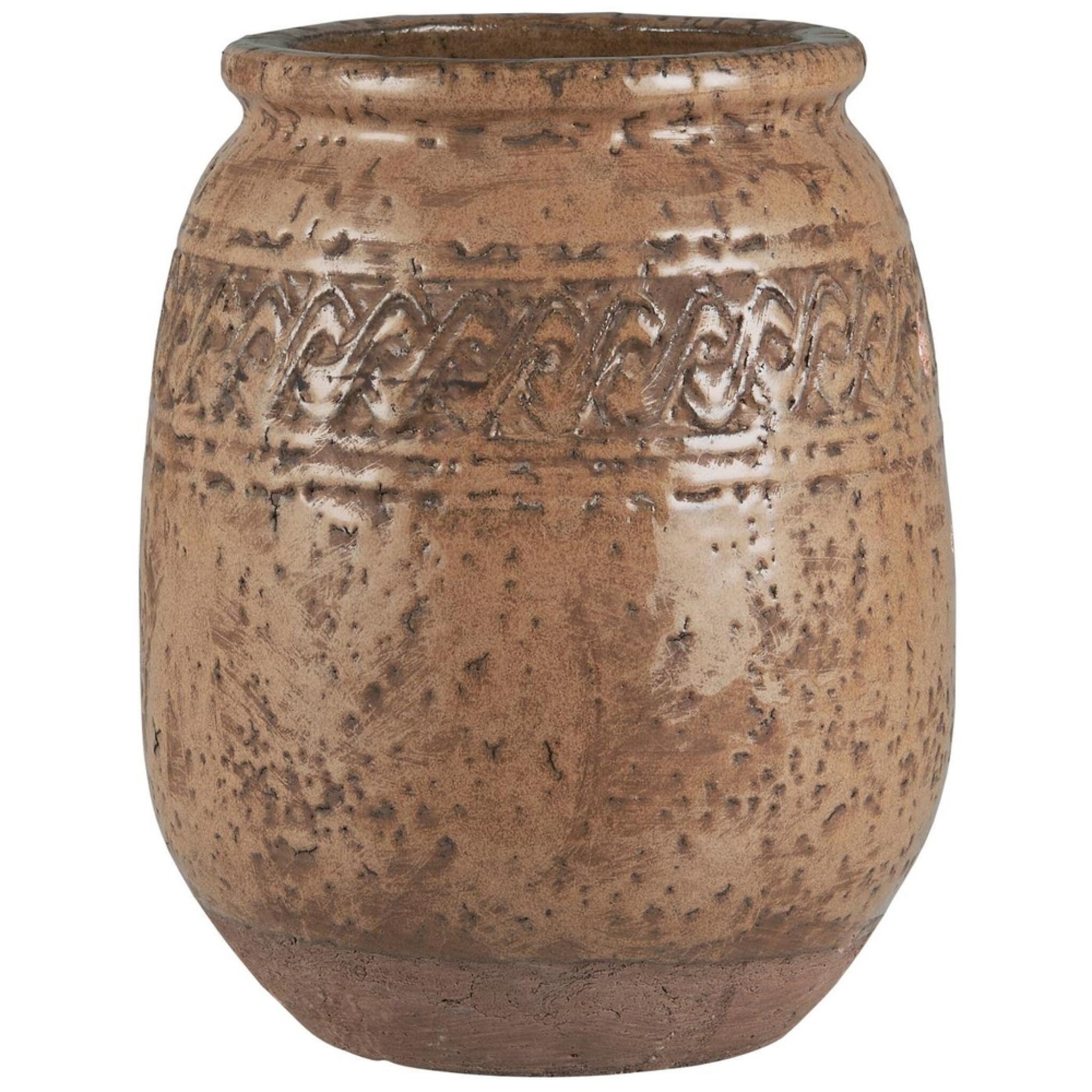 Topf mit Wellenmuster Sif, braun Höhe 23.5, Ø 19 cm