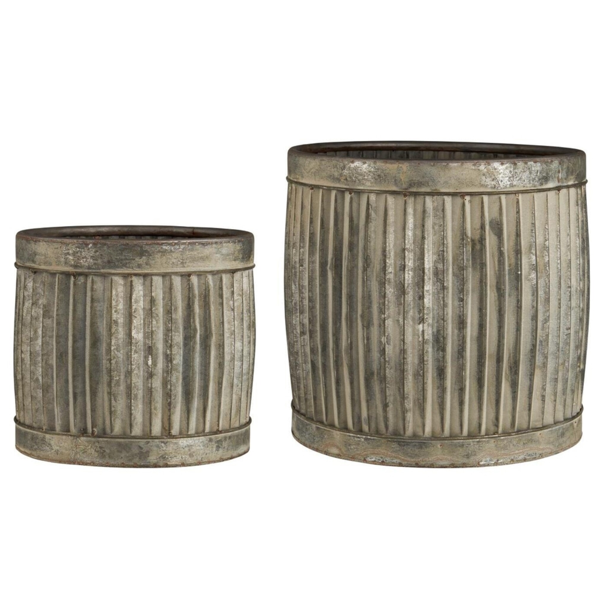 Topfsatz mit Rillen 2er Urban Garden, grau 