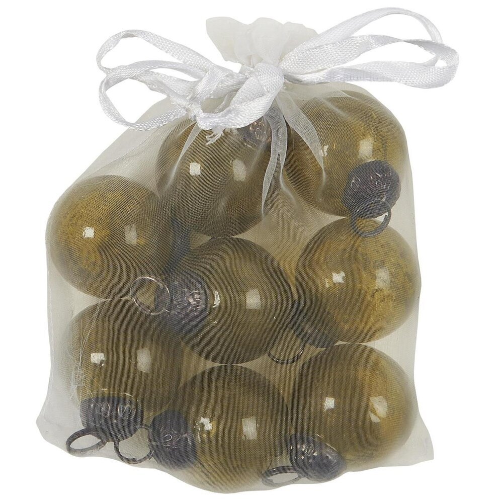 Tüte mit 8 Weihnachtskugeln mini, autumn green 